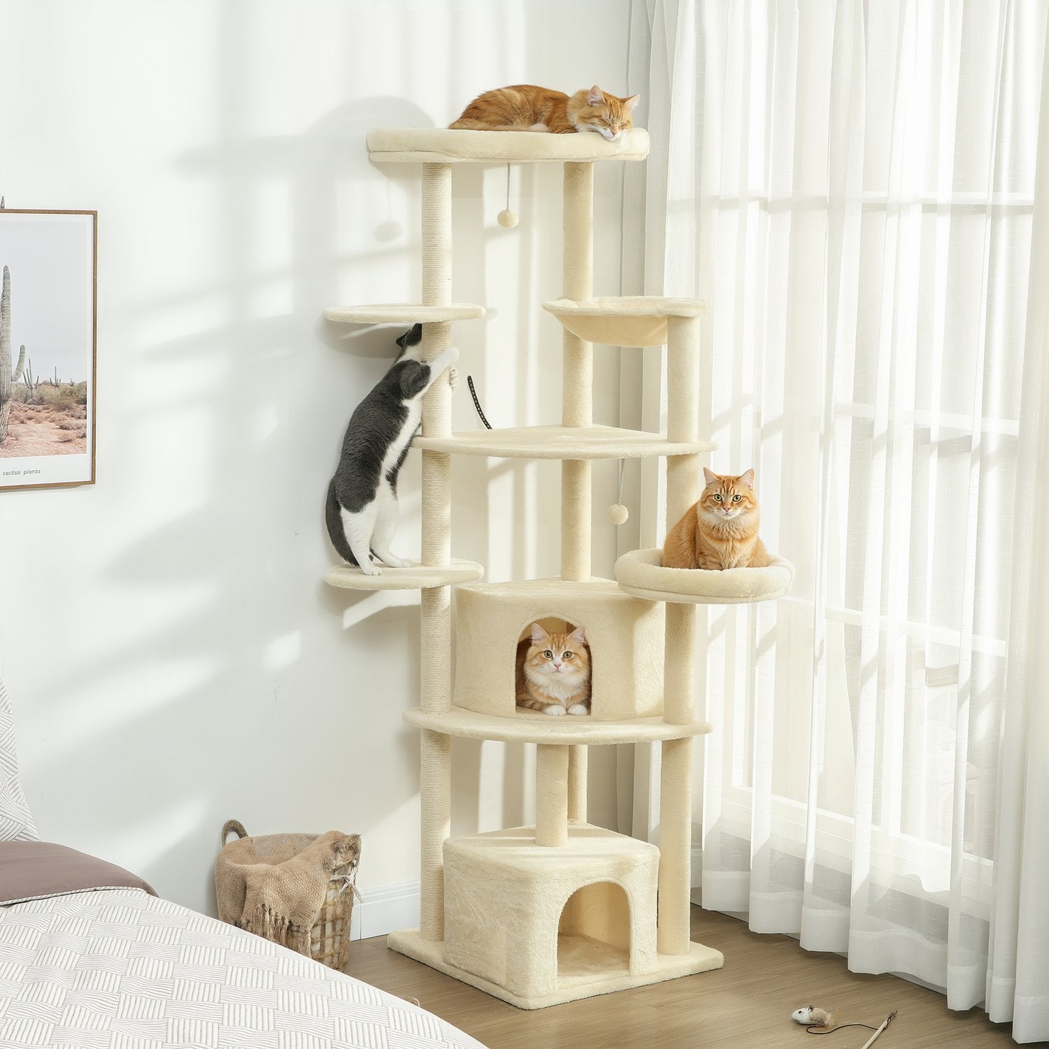 Klösträd, 2m, Flera nivåer, Sisal, Hängmatta, Beige