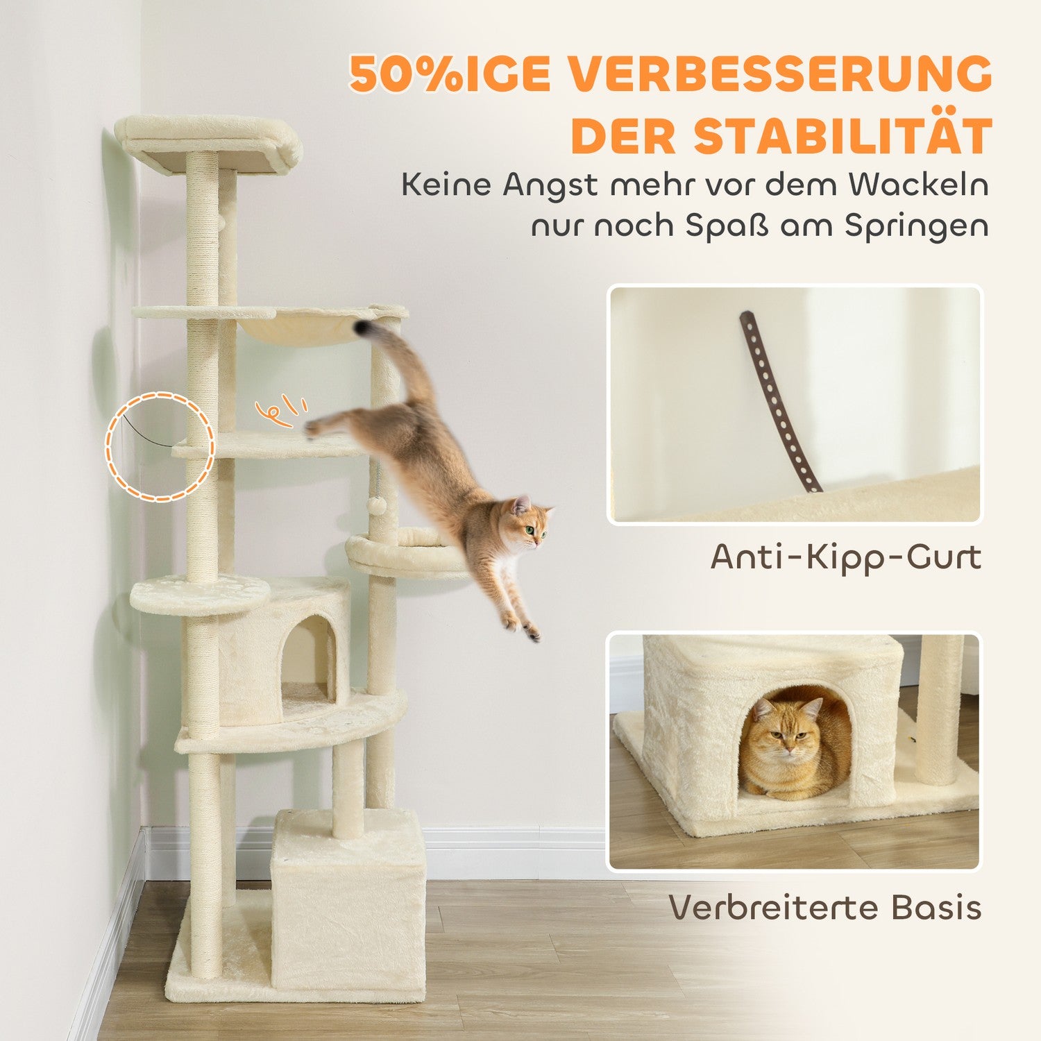 Klösträd, 2m, Flera nivåer, Sisal, Hängmatta, Beige