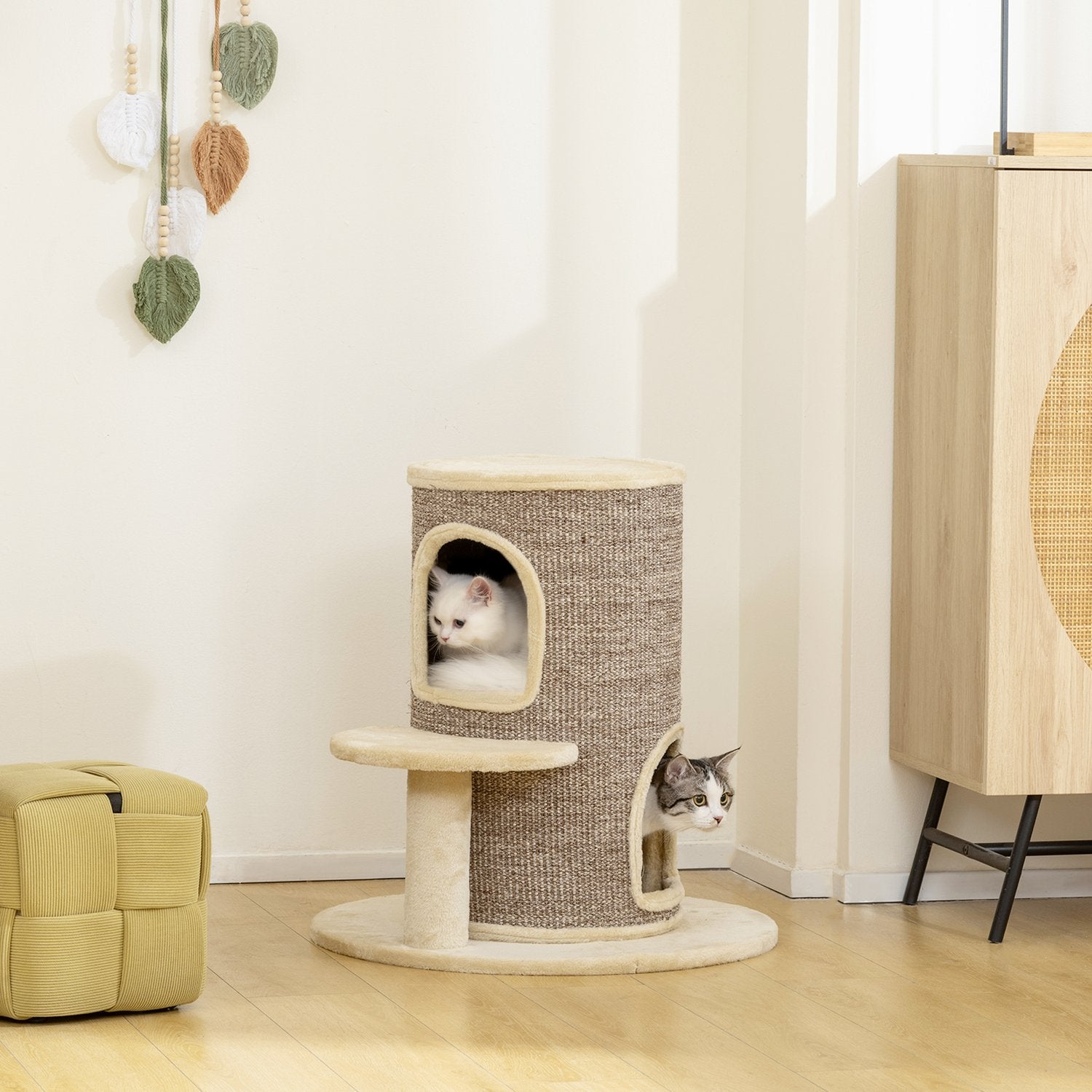 Klösträd med 2 nivåer, hoppplattform, beige
