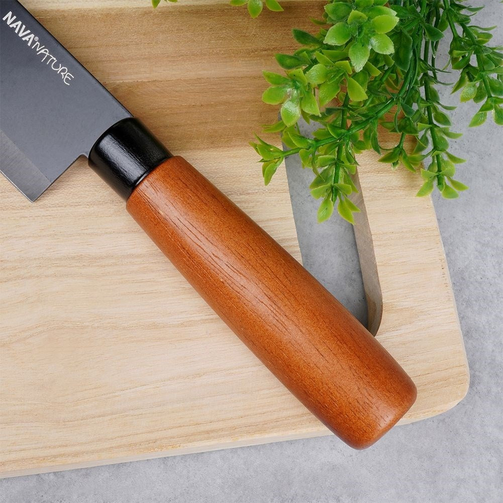 Kockkniv 19 cm: Ergonomiskt Handtag av Trä, Elegant Svart