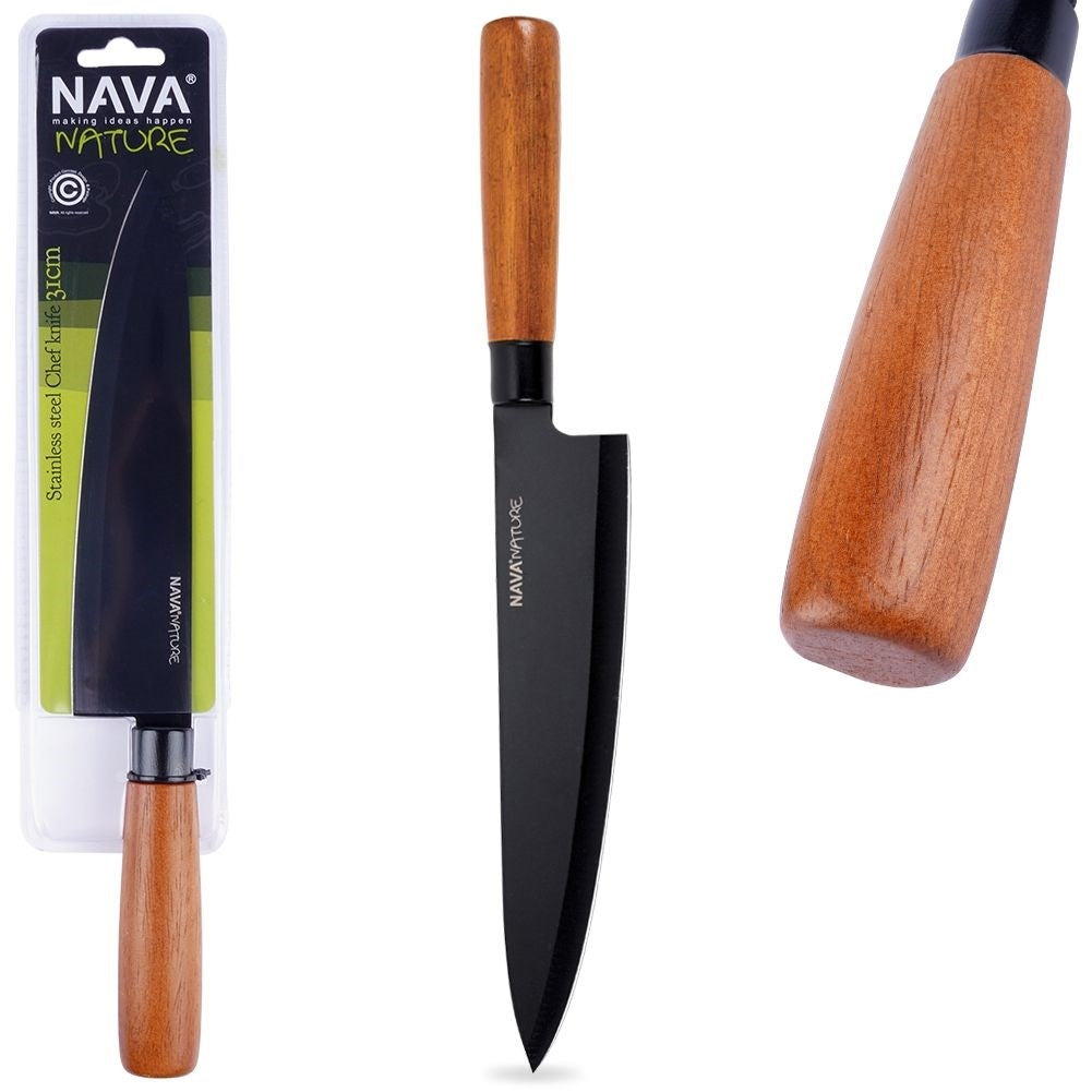 Kockkniv 19 cm: Ergonomiskt Handtag av Trä, Elegant Svart