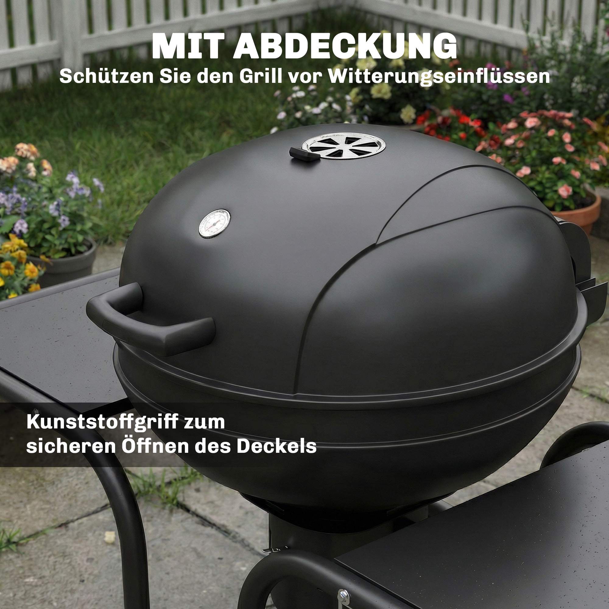Kolgrill, 54 cm, med sidobord