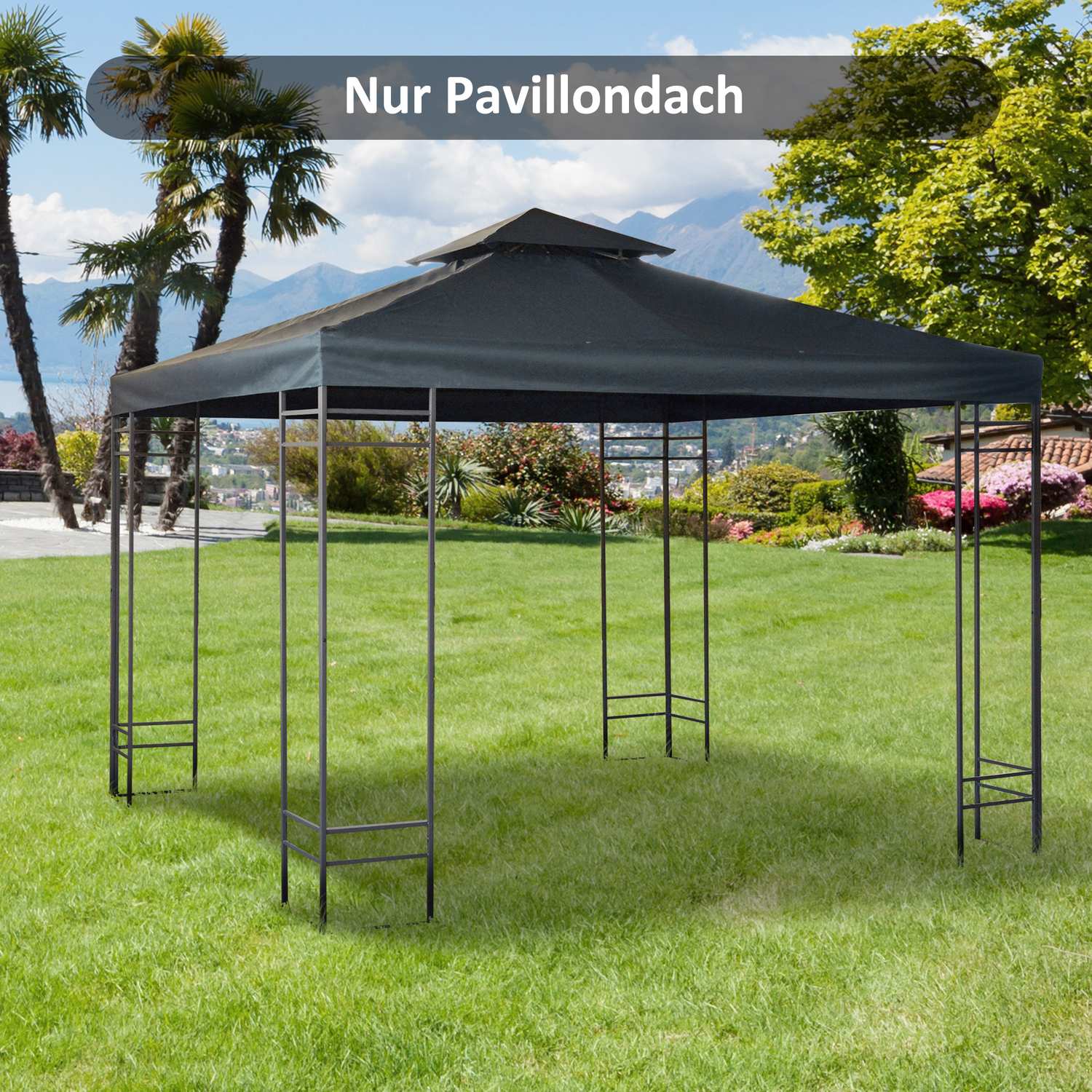 Kolgrå polyestertak för 3x3M Metal Gazebo