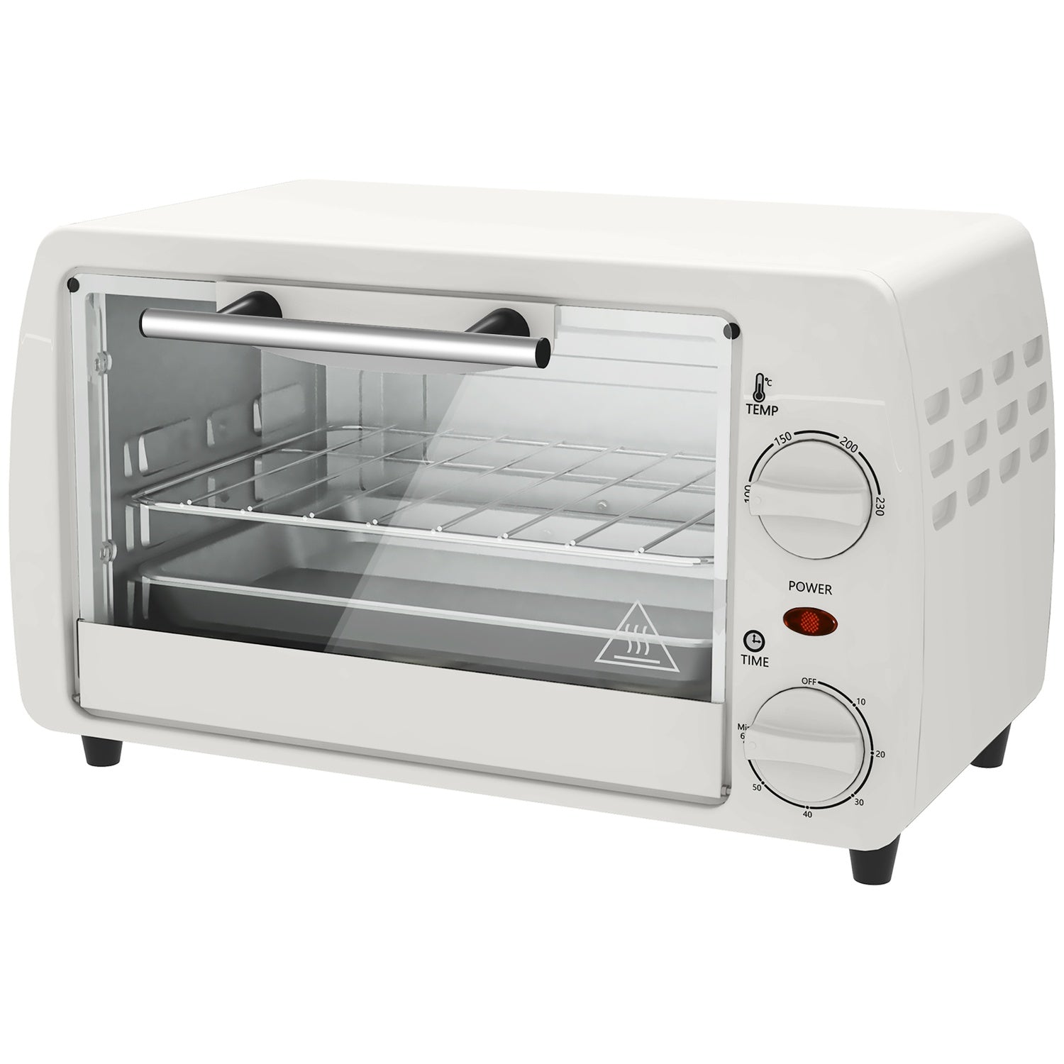 Kompakt 10L elektrisk ugn, 750W, 230°C, timer, grädde