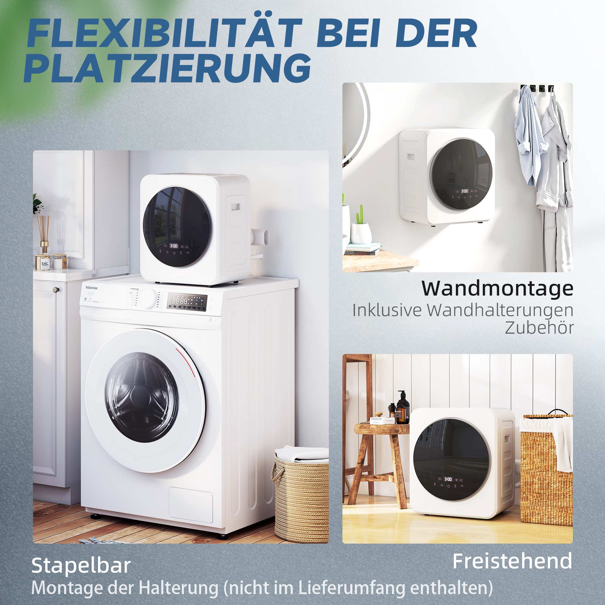 Kompakt 4 kg frontmatad torktumlare med rostfri trumma, 800 W