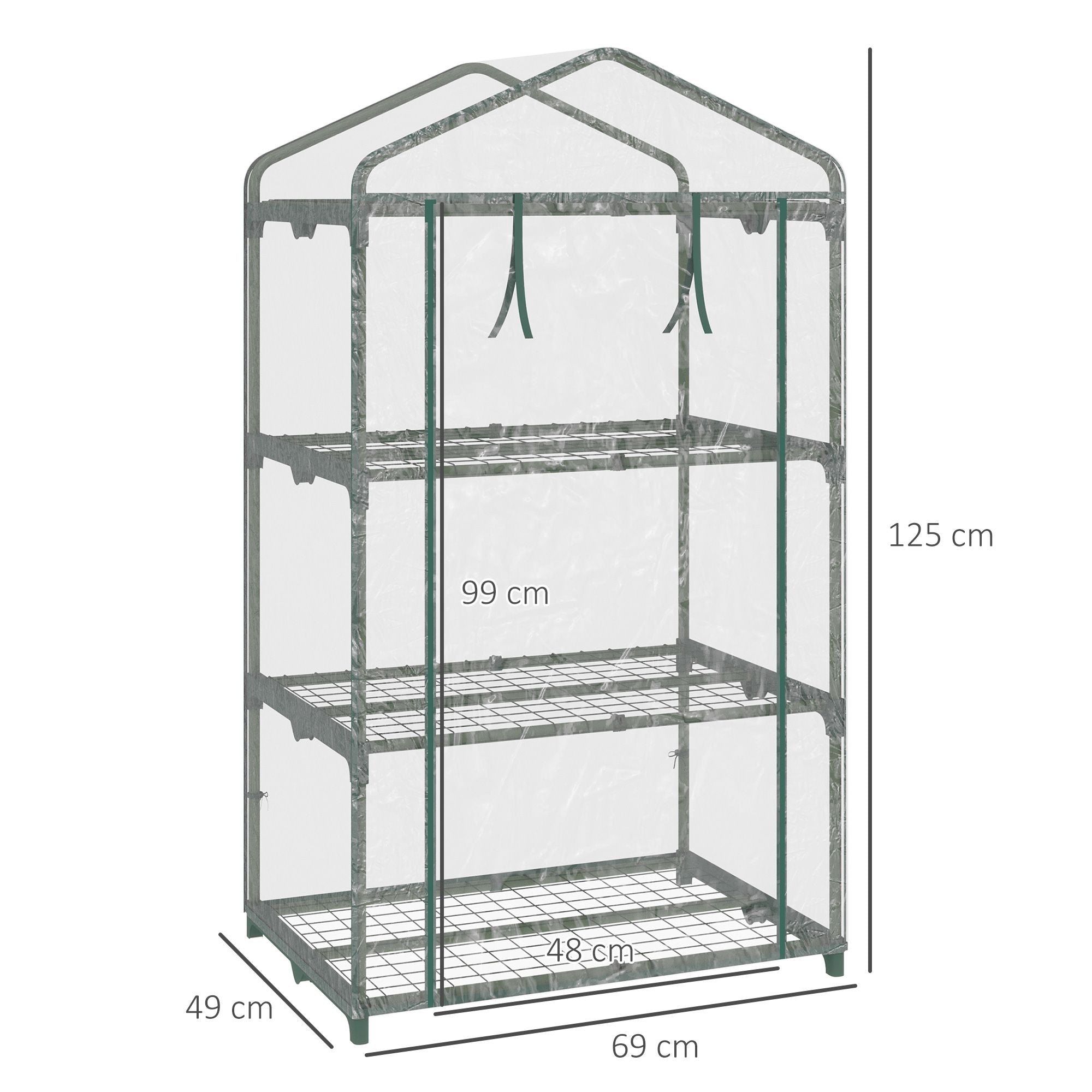Kompakt balkongväxthus med hyllor, väderbeständigt, 125 cm
