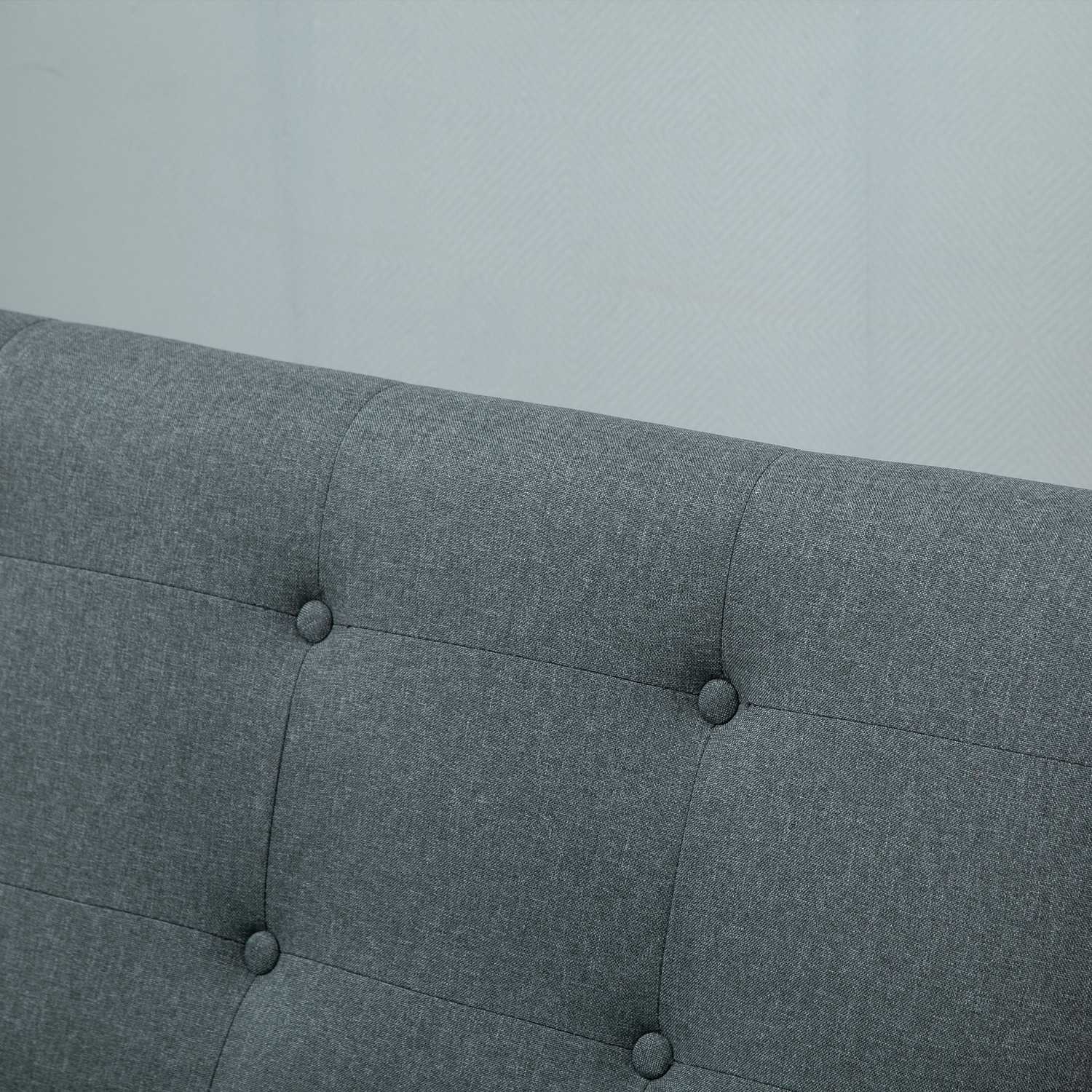 Kompakt grå linne Loveseat – 2-sits, gummiträram