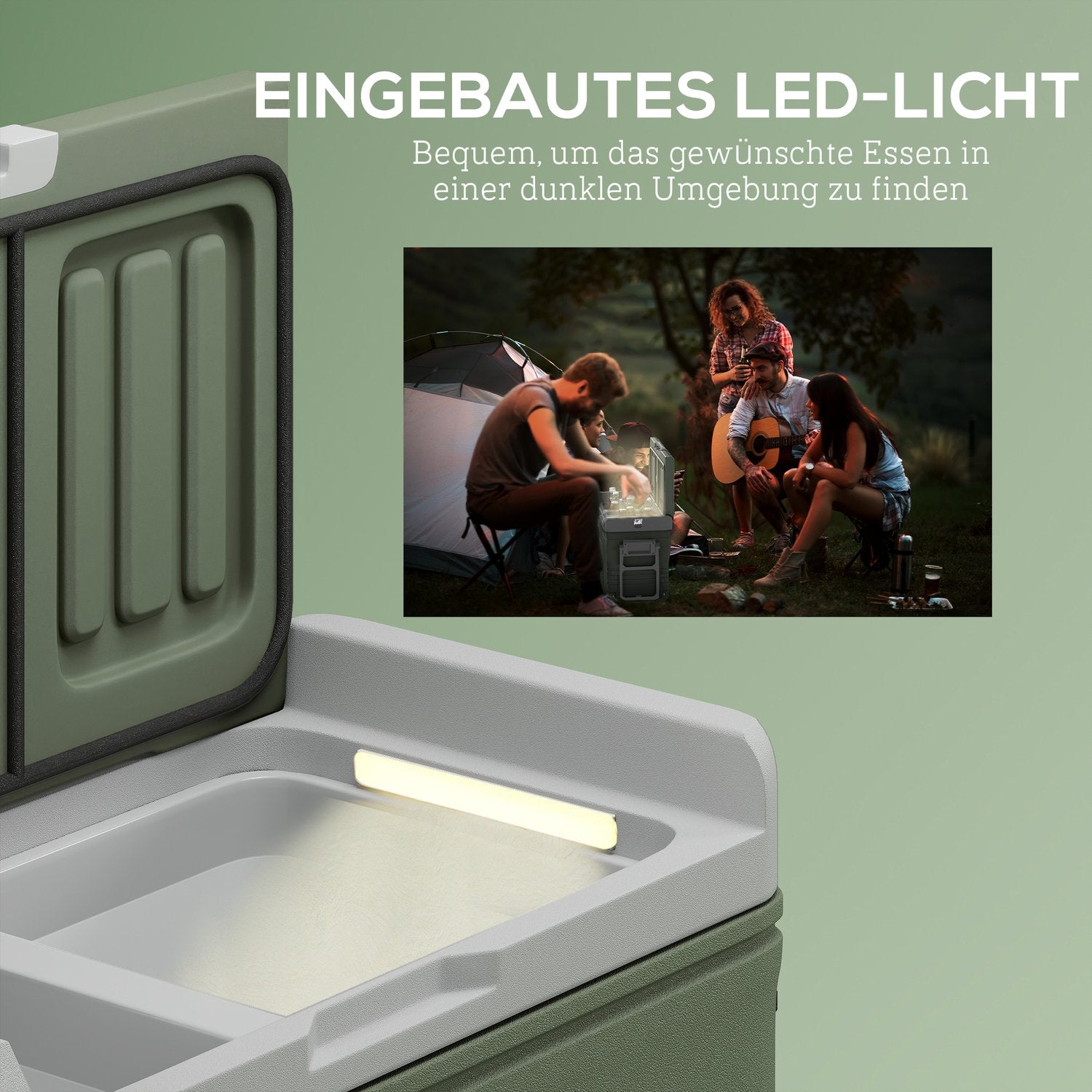 Kompressorkylbox, 33L – Tyst, LED, 12/230V, Grön