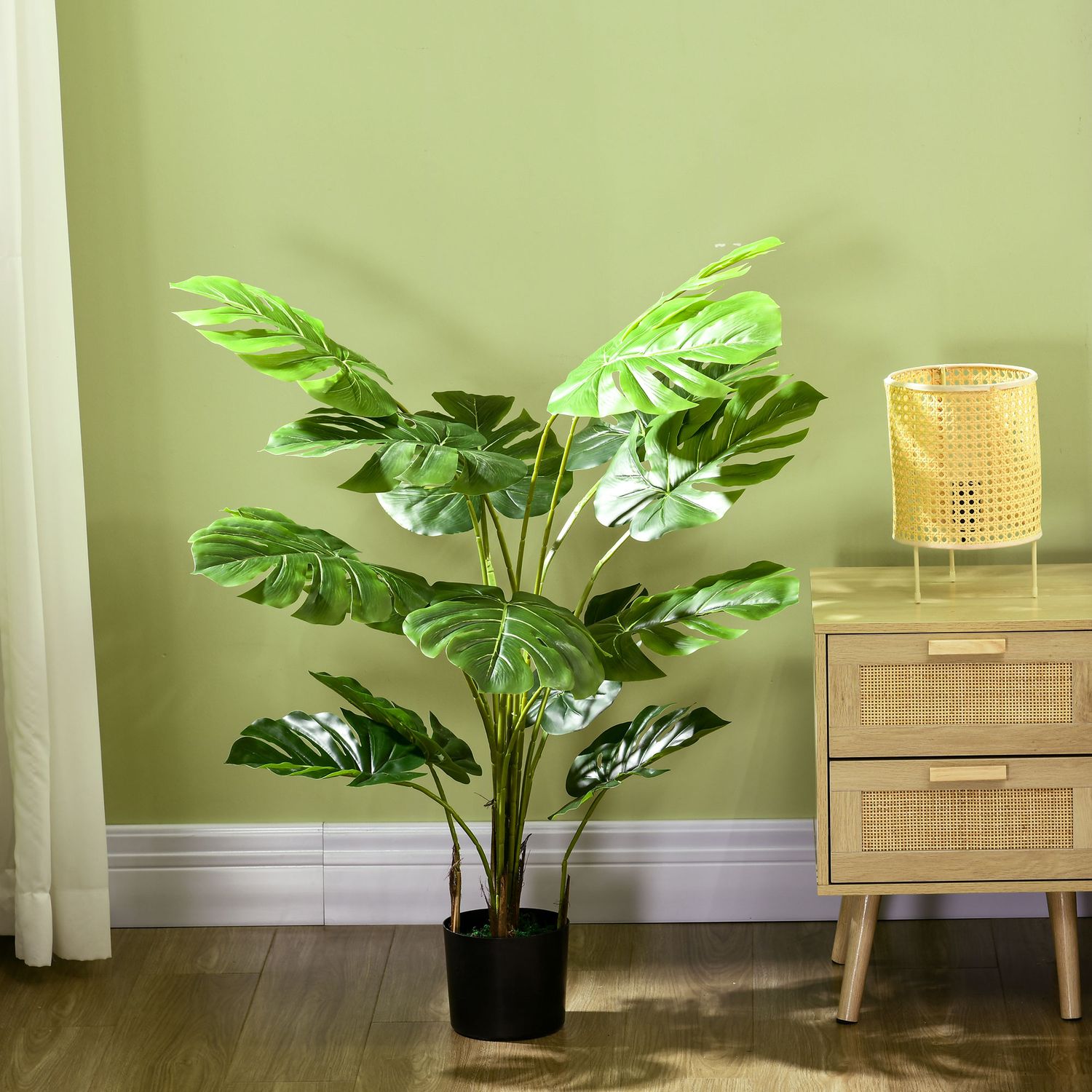 Konstgjord 120 cm Monstera-växt i planteringskärl – naturtrogen grönska