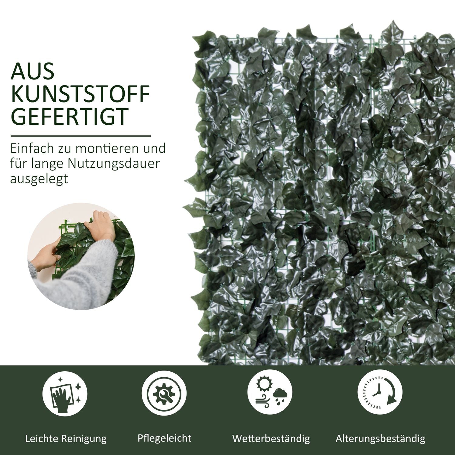 Artificiell Privacy Hedge Wall – Mörkgrön, 300 x 150 cm