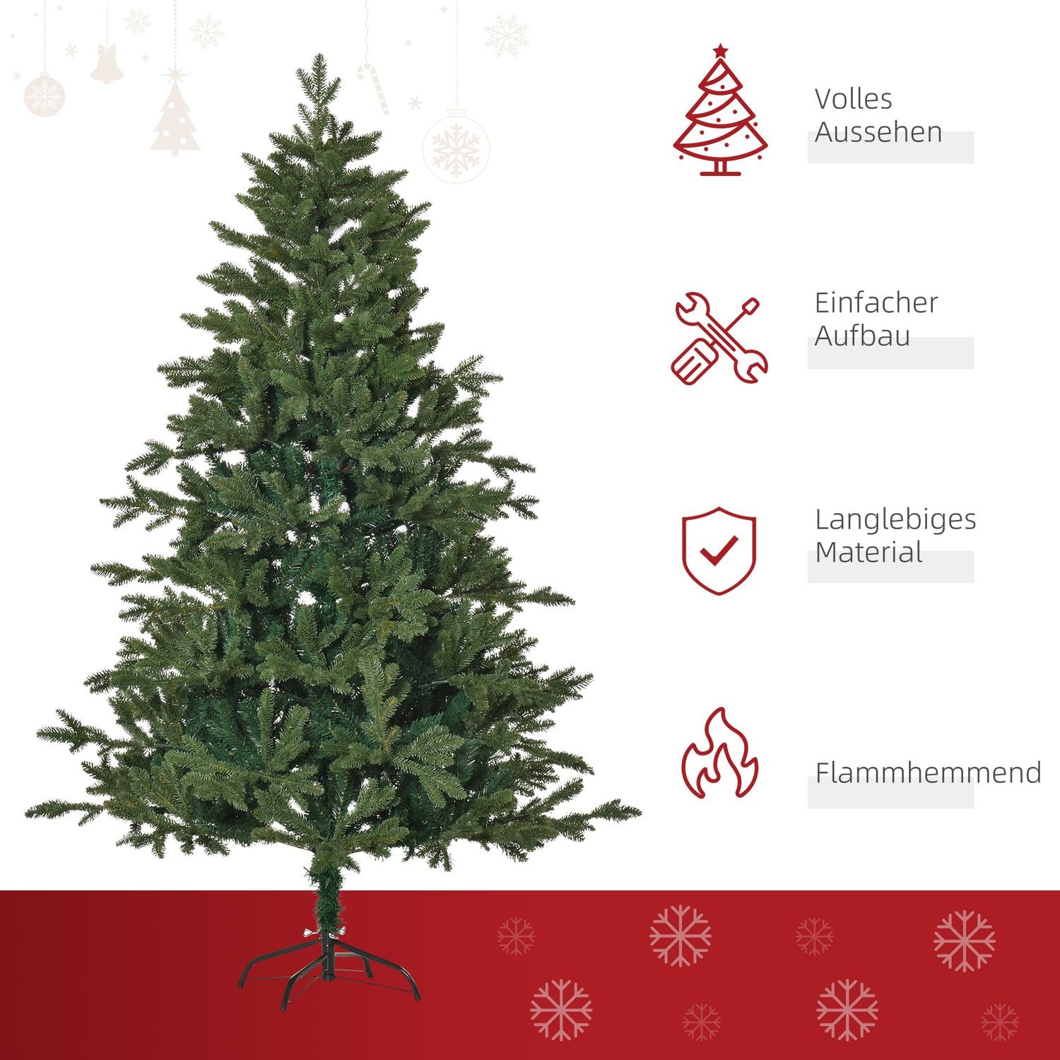 6 fot konstgjord julgran – PVC/PE, metallställ