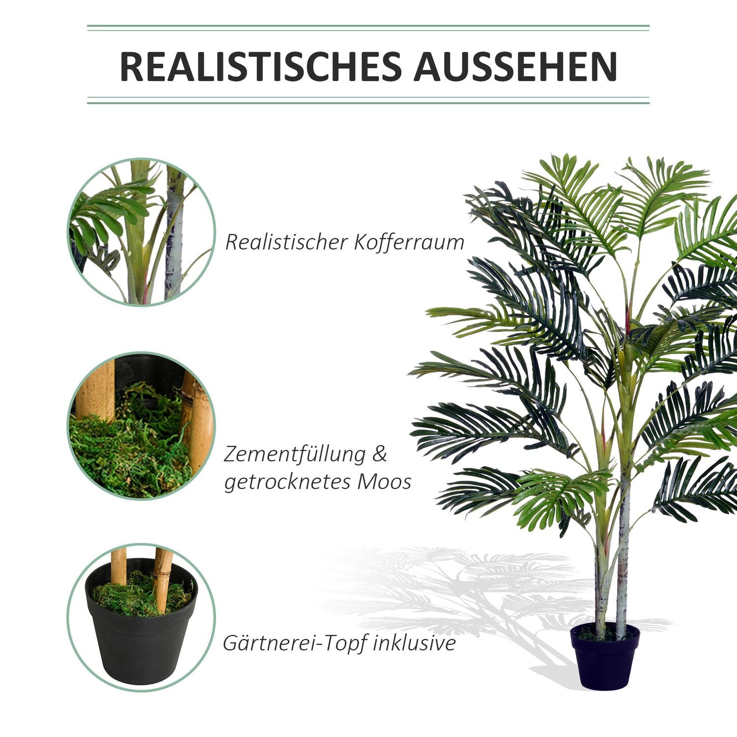 Stor konstgjord palm, 150cm, Inomhus/Utomhusdekor