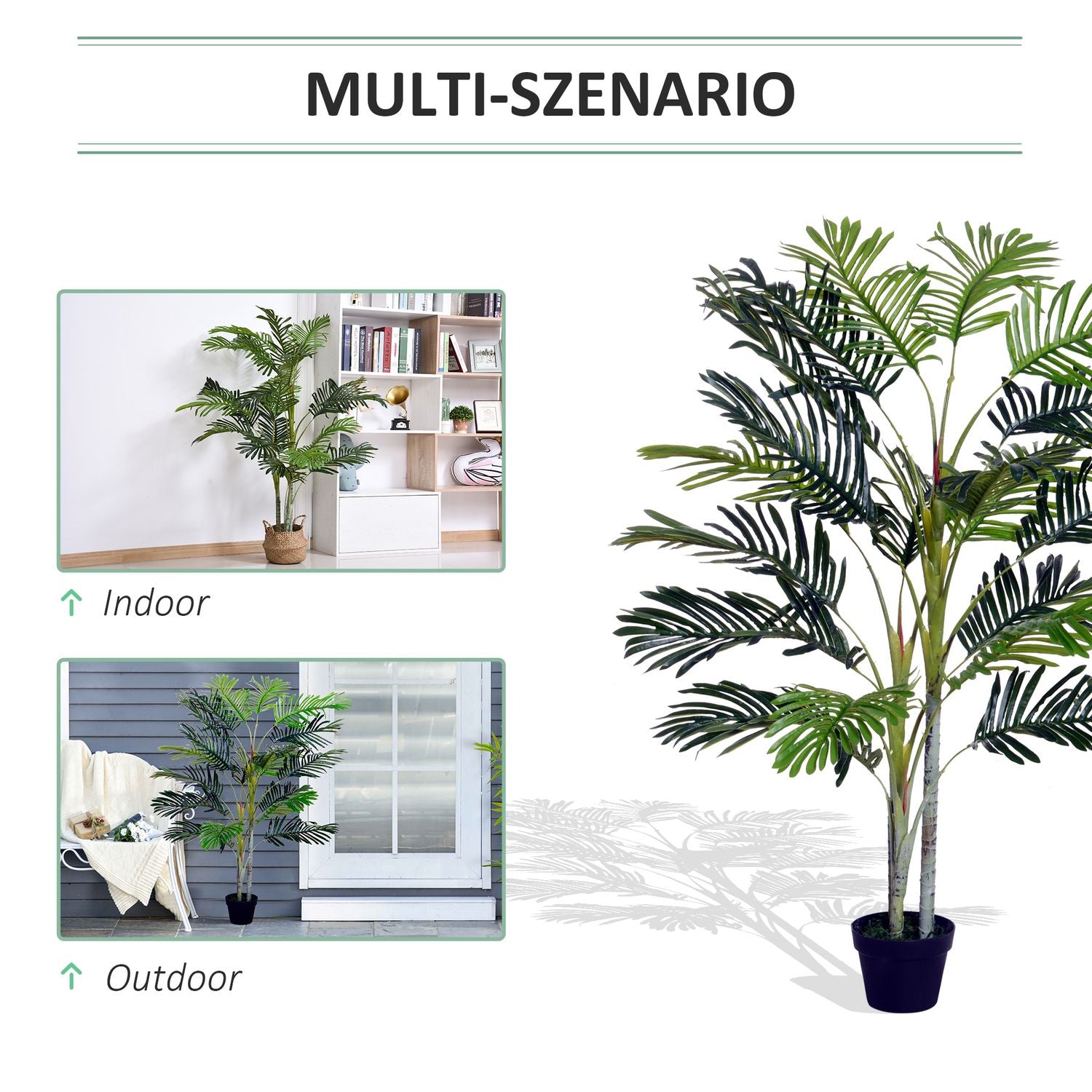 Stor konstgjord palm, 150cm, Inomhus/Utomhusdekor
