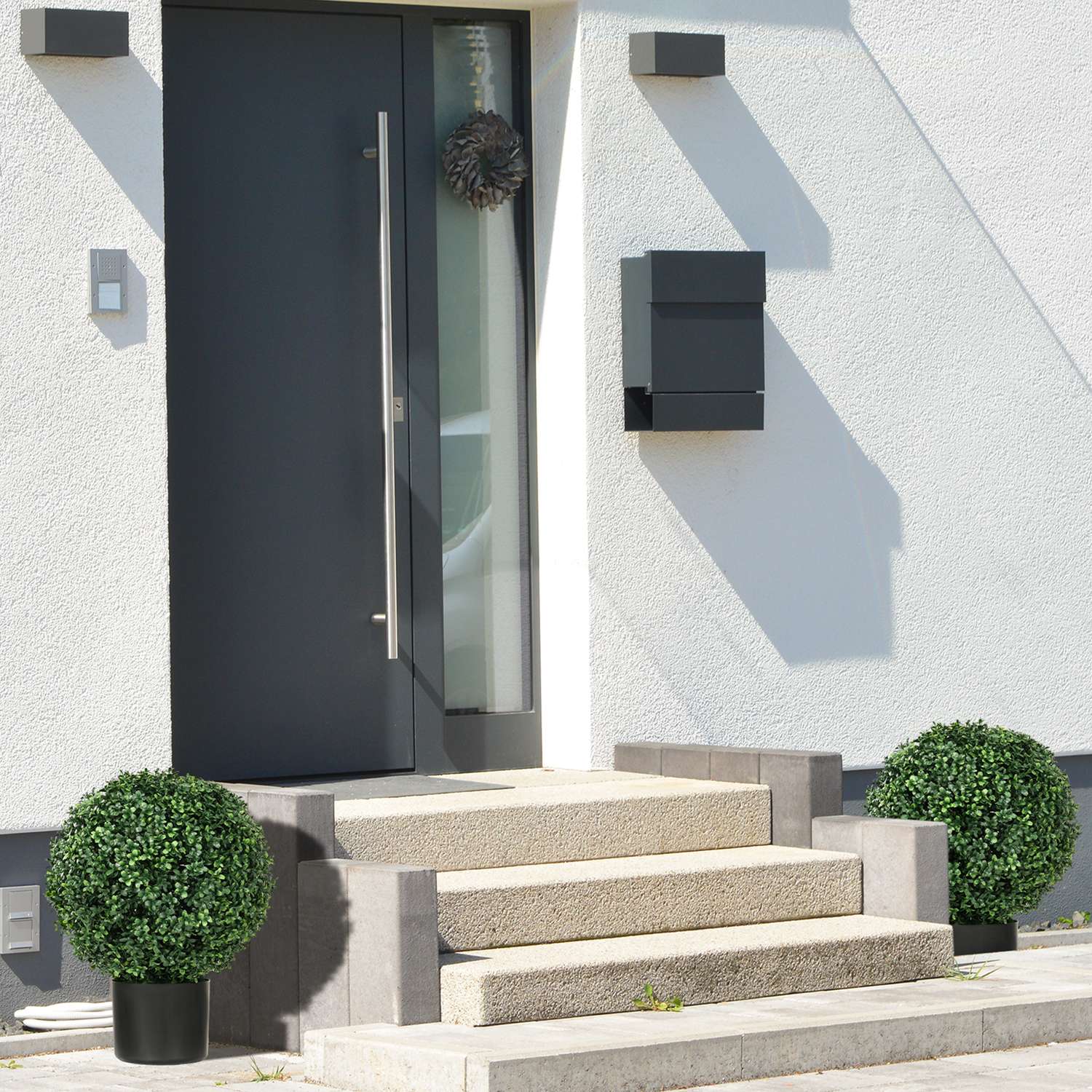 Konstgjorda boxträd, set om 2 – UV-beständig, 52 cm