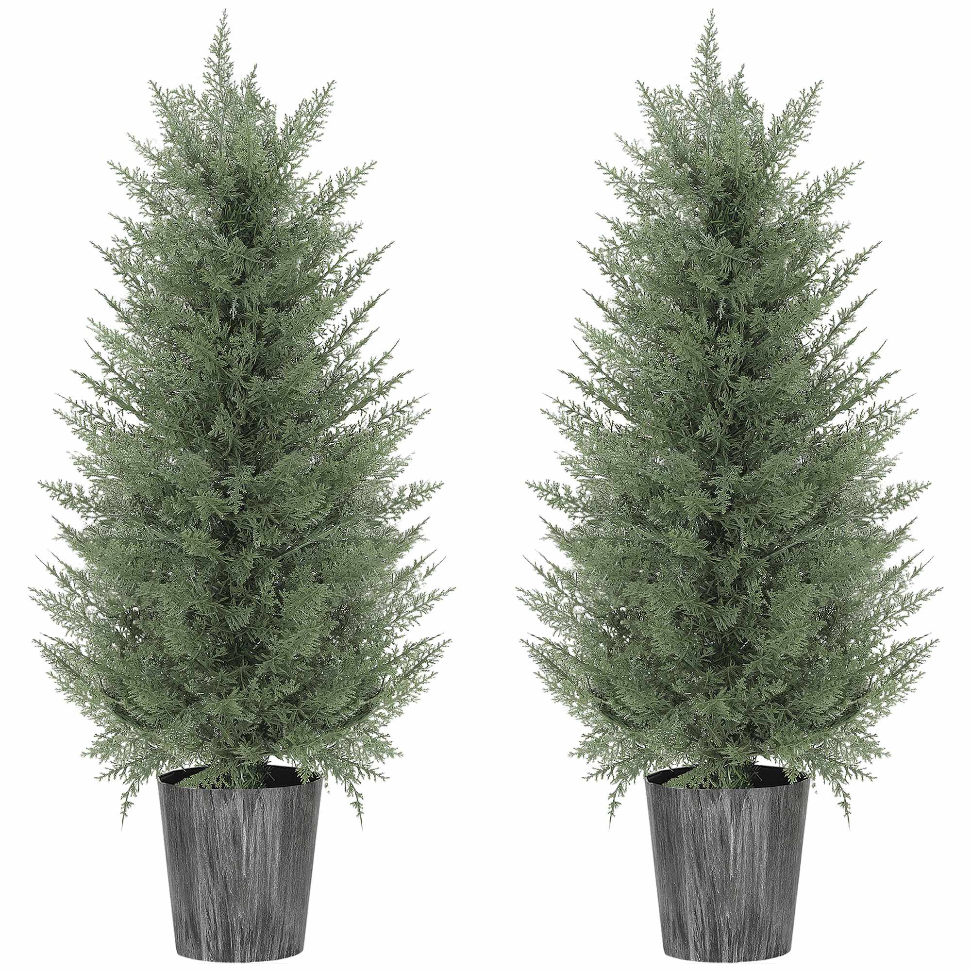 Konstgjorda cypresser, set, 2-pack, UV-resistenta, 81 löv