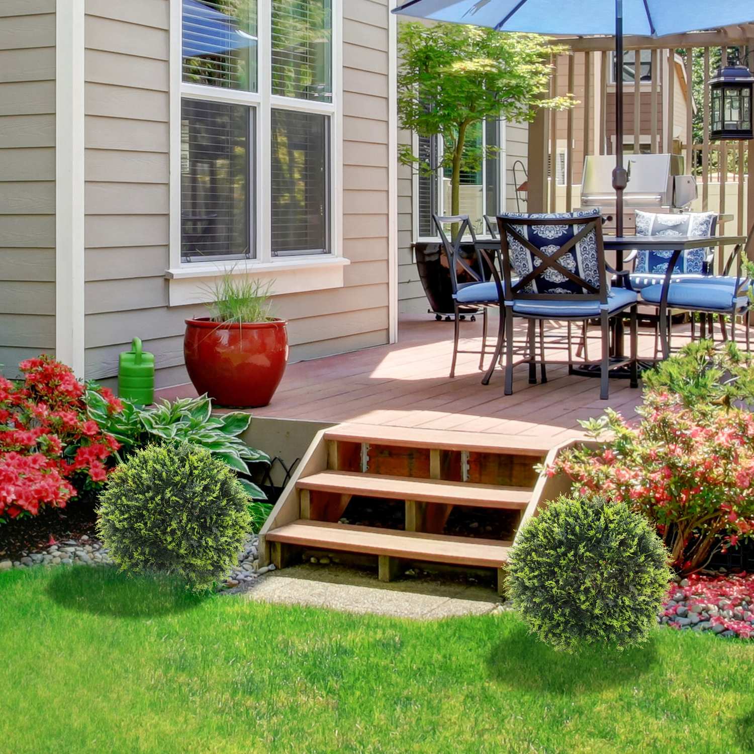 Konstgjorda krukväxtset av cederträ, 45 cm – Inomhus-/utomhusdekor