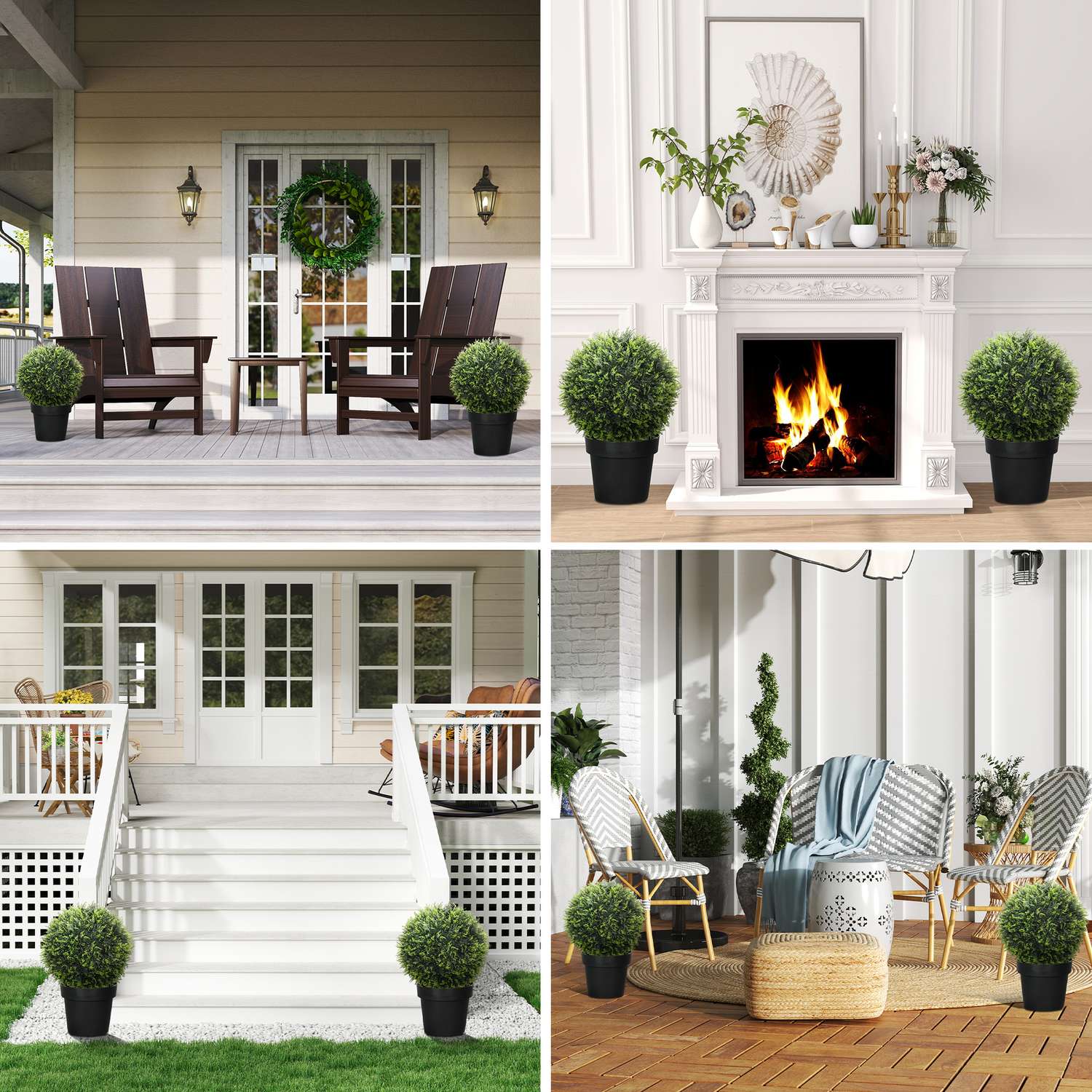 Konstgjorda krukväxtset av cederträ, 45 cm – Inomhus-/utomhusdekor