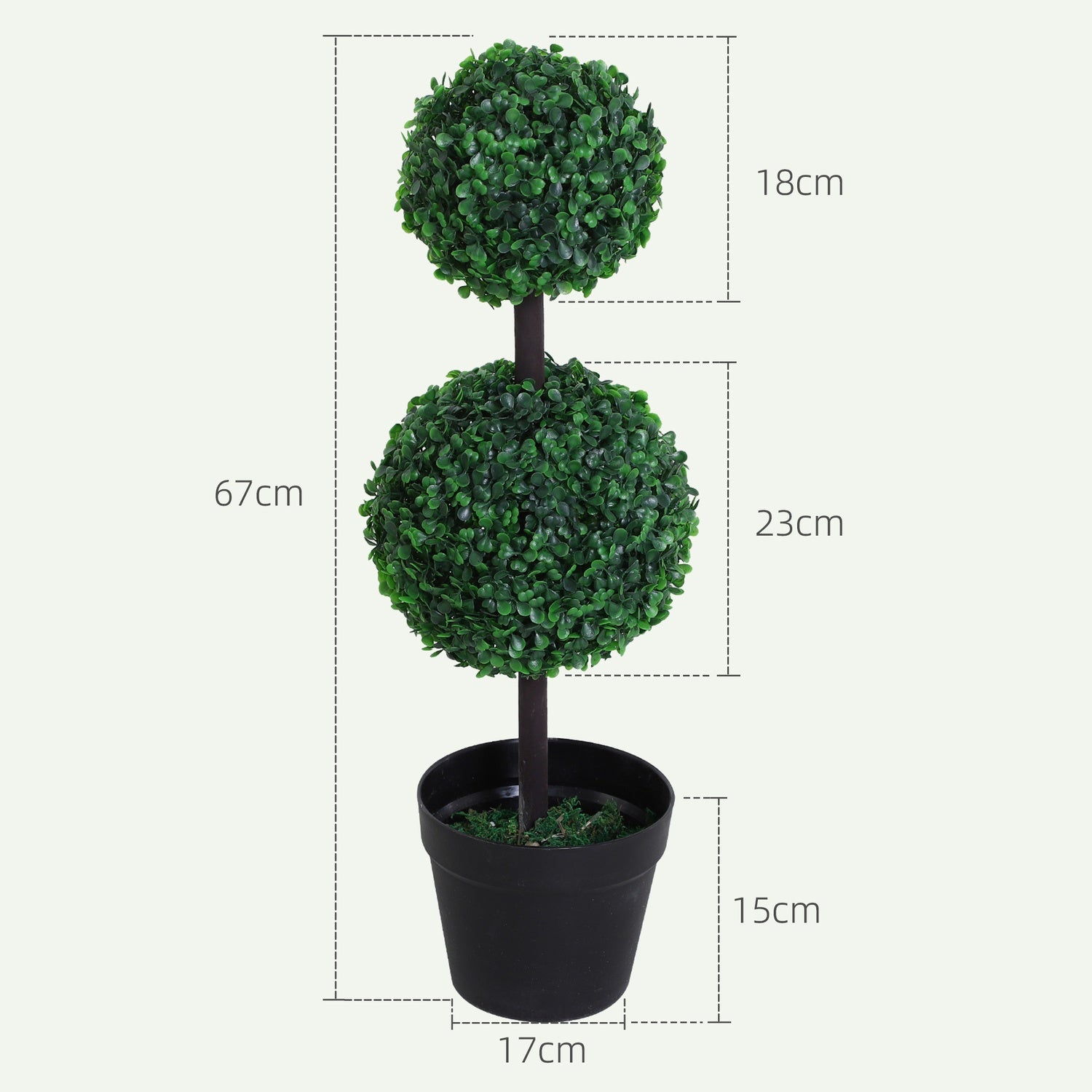 Set med 2 stora 67 cm konstgjorda träd med 2 bollar