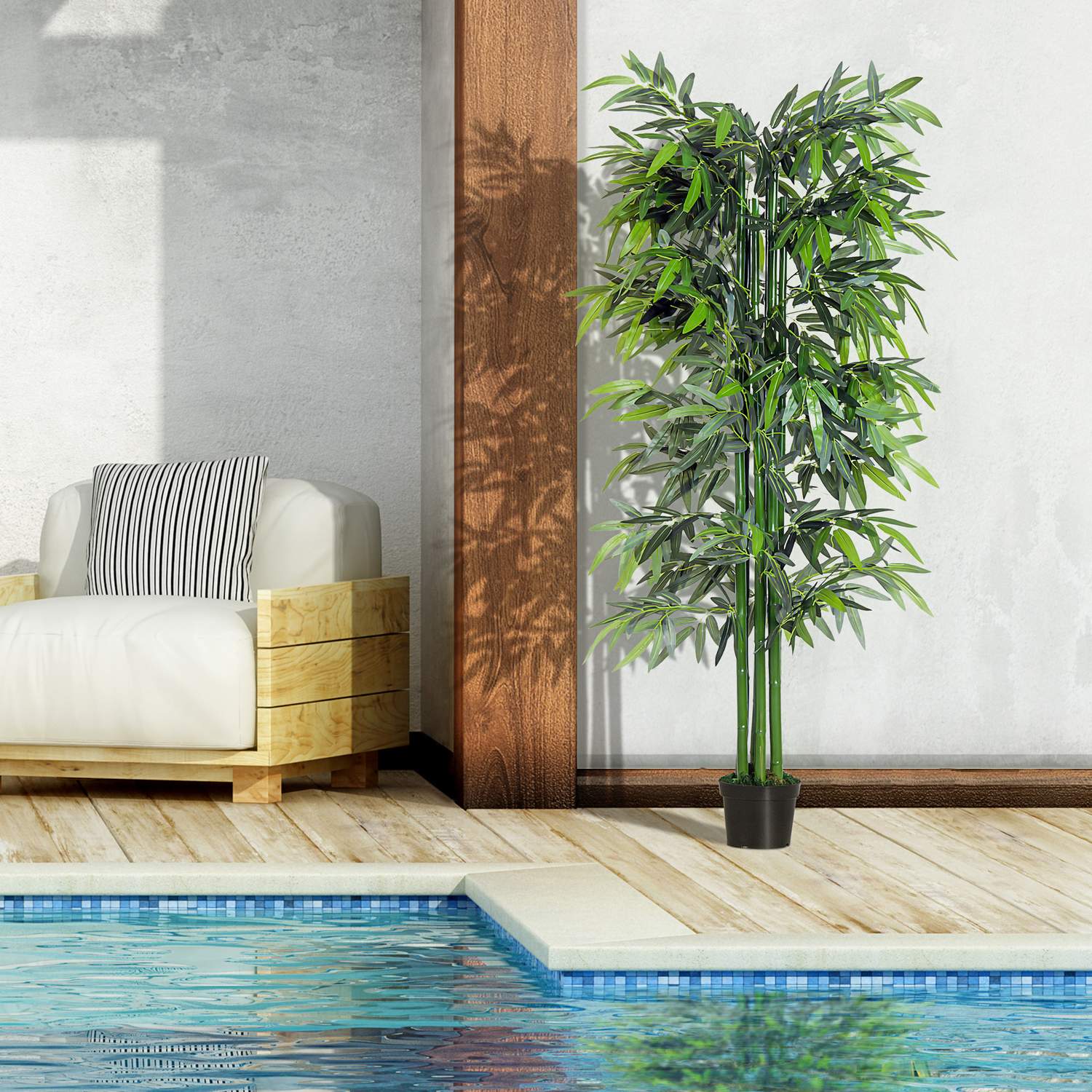 Konstgjord bambu med plantering – 180 cm realistisk grön