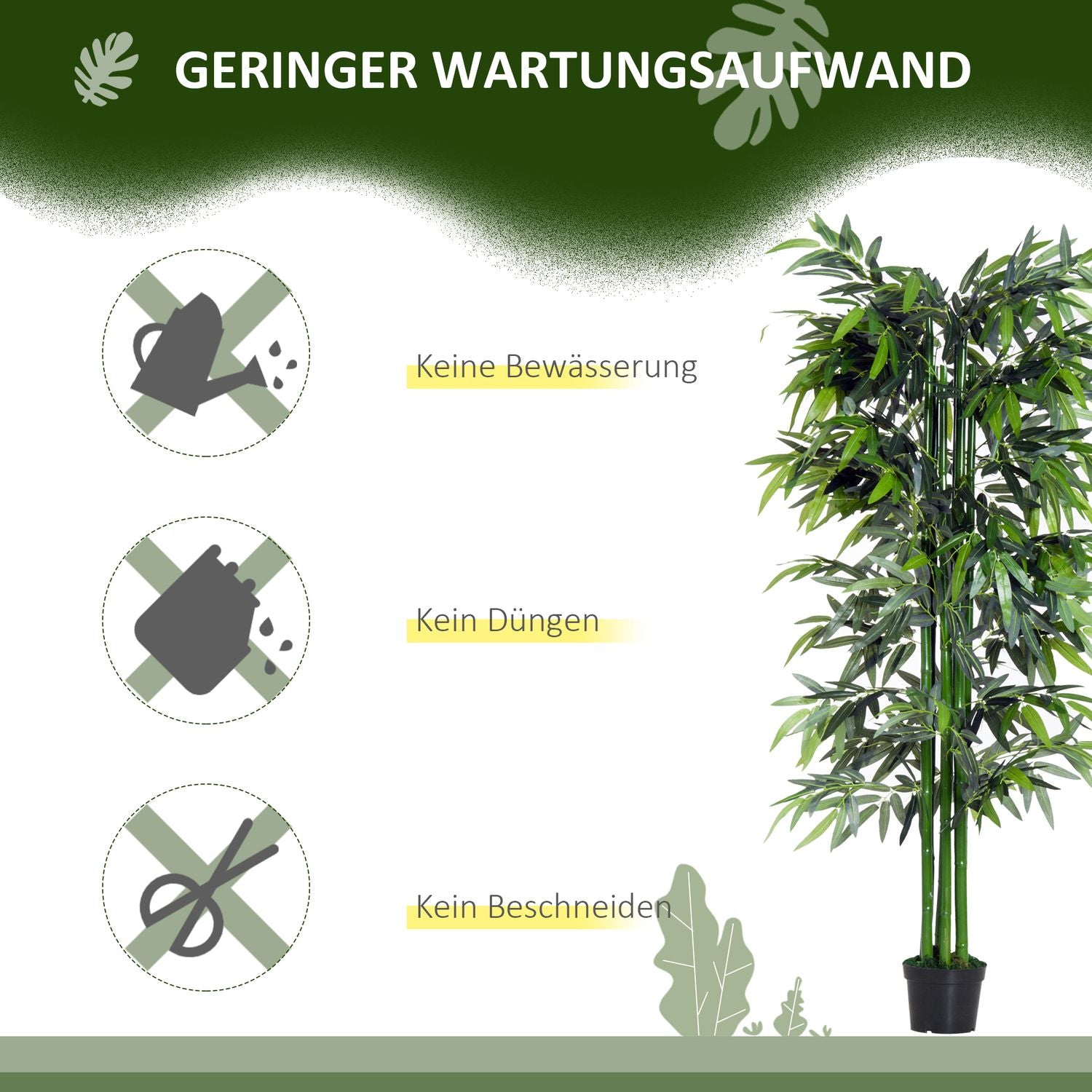Konstgjord bambu med plantering – 180 cm realistisk grön