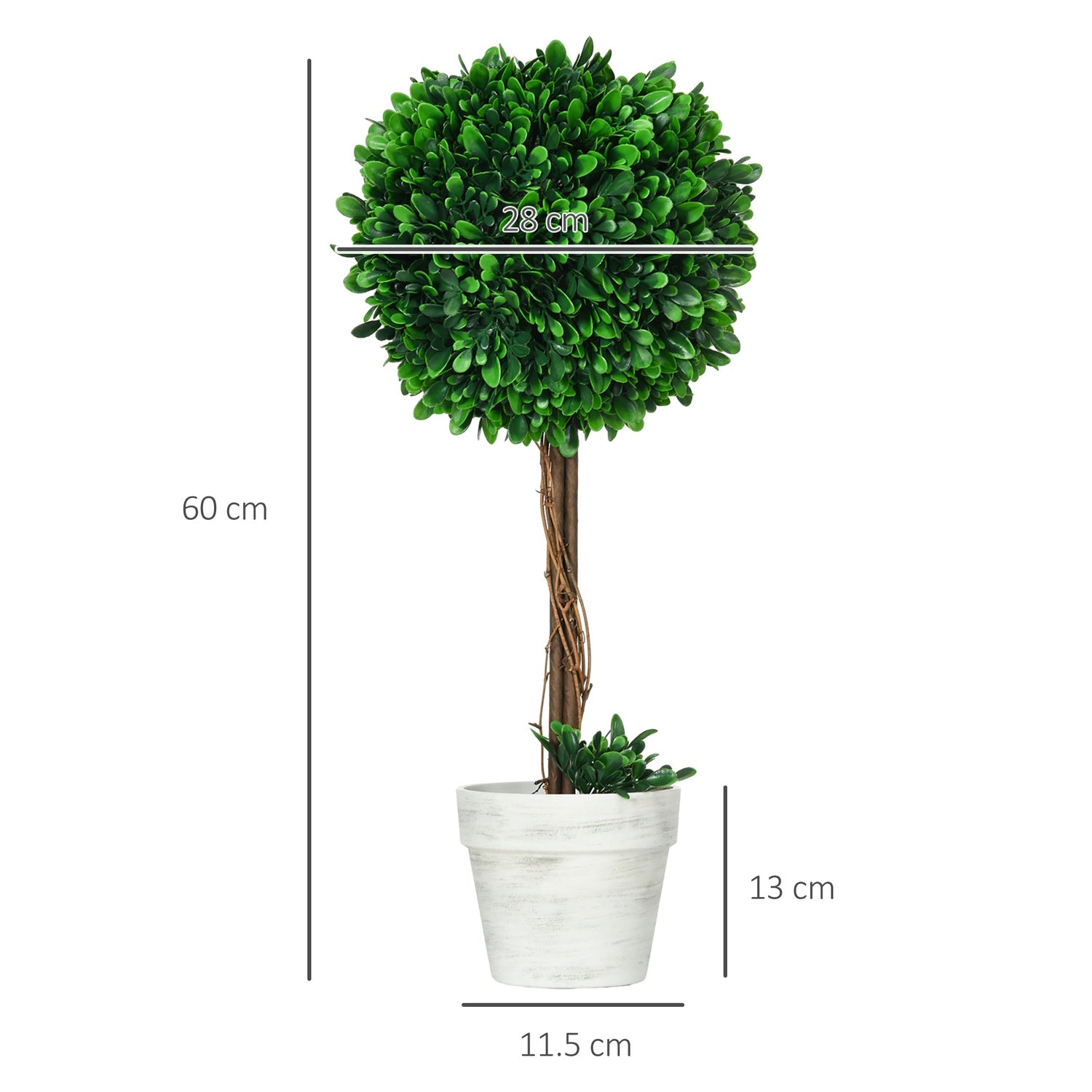 Konstgjorda buxbomsväxter, UV-beständig, 60 cm, set om 2