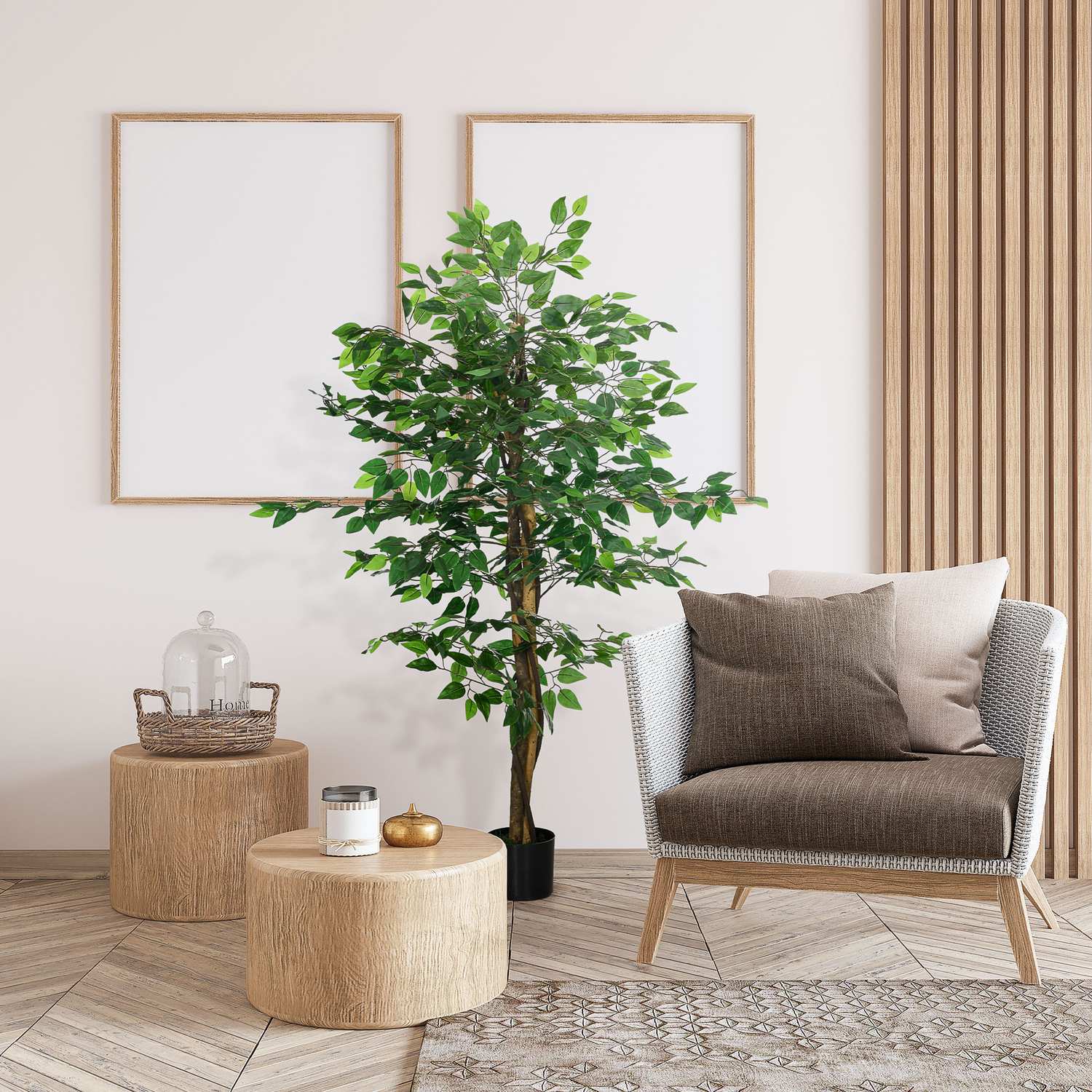 Kunstig ficustre 150 cm med potte – naturtro potteplante
