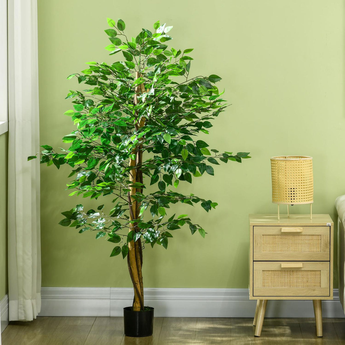 Kunstig ficustre 150 cm med potte – naturtro potteplante