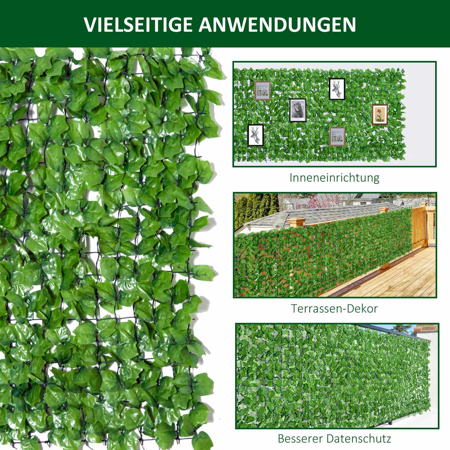 Konstgjord integritetshäck, ljusgrön 300x100cm Väggdekor