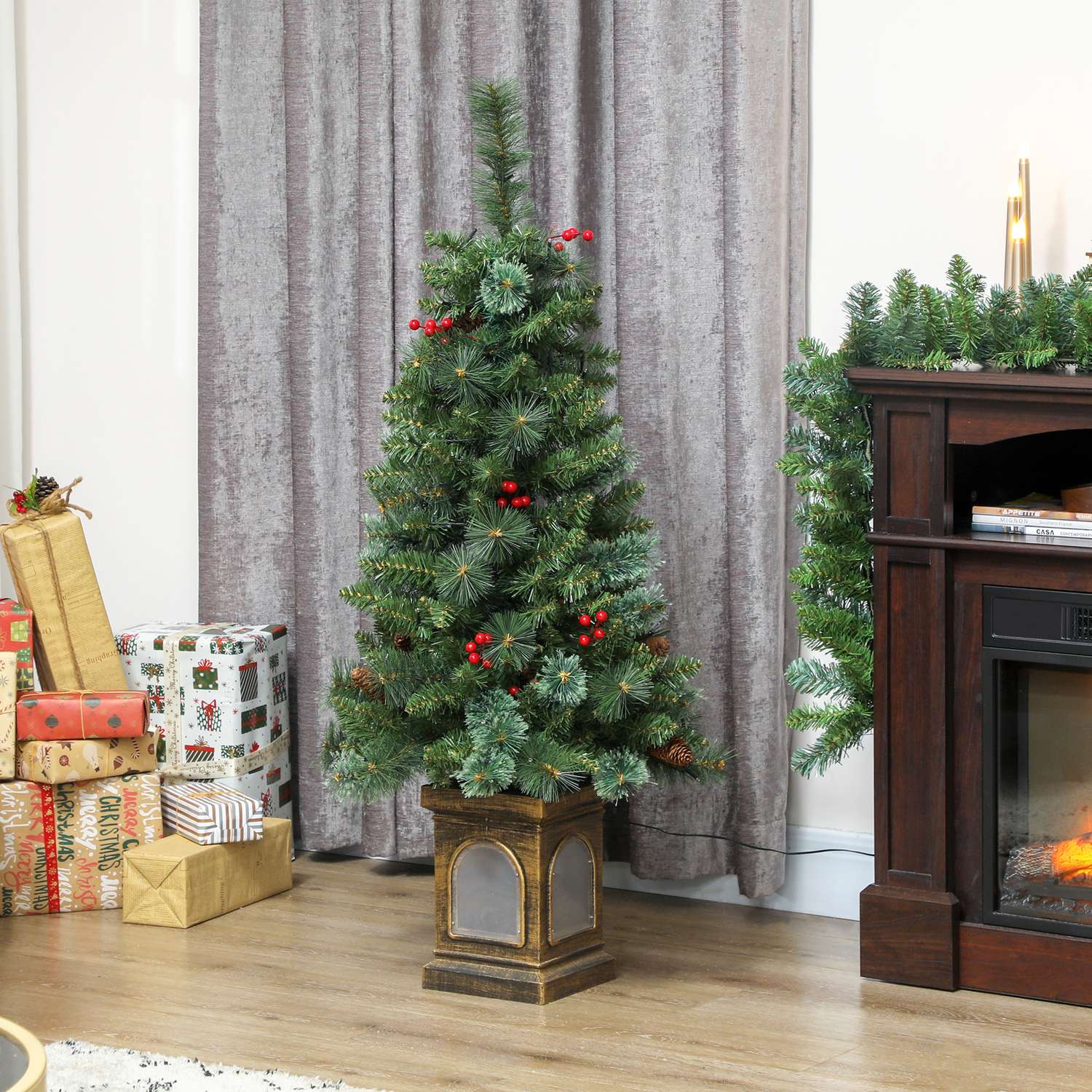 Konstgjord julgran, 120 cm, 100 LED-lampor, 8 lägen