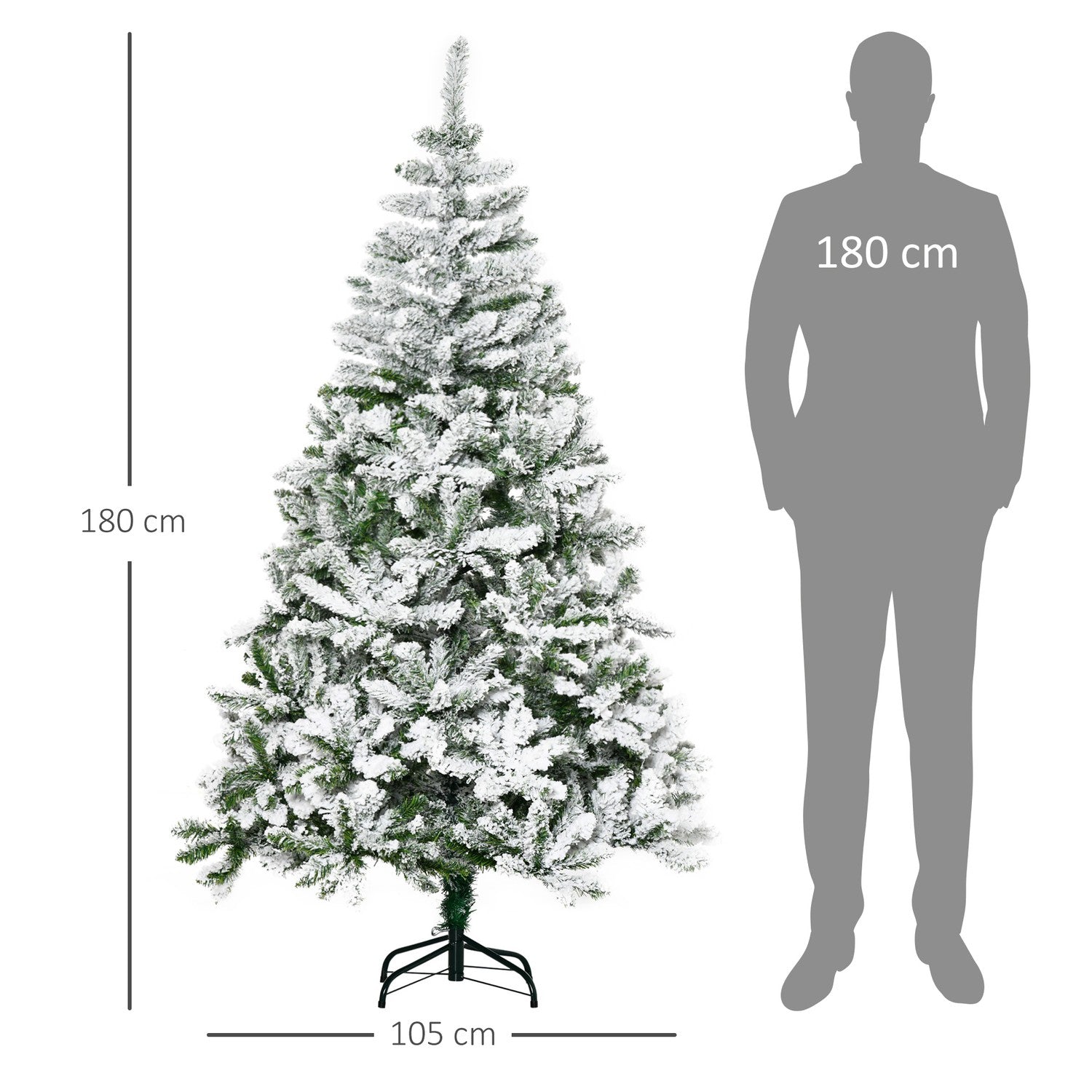 180 cm konstgjord julgran med snö – 750 tips, inomhus