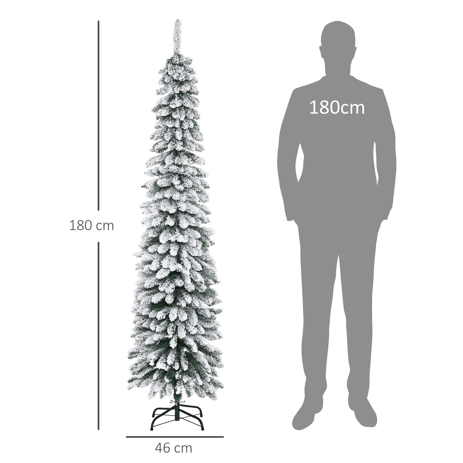 Konstgjord julgran, 180 cm, snöiga grenar, inomhusbruk