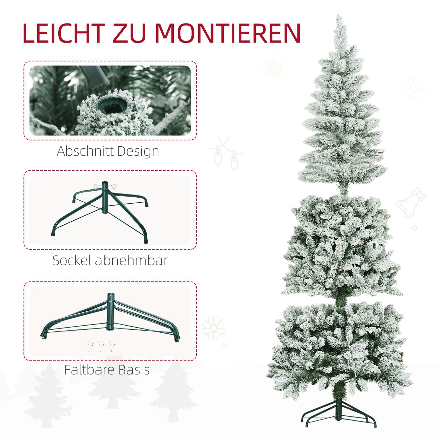 Konstgjord julgran, 183 cm, smal med snöeffekt
