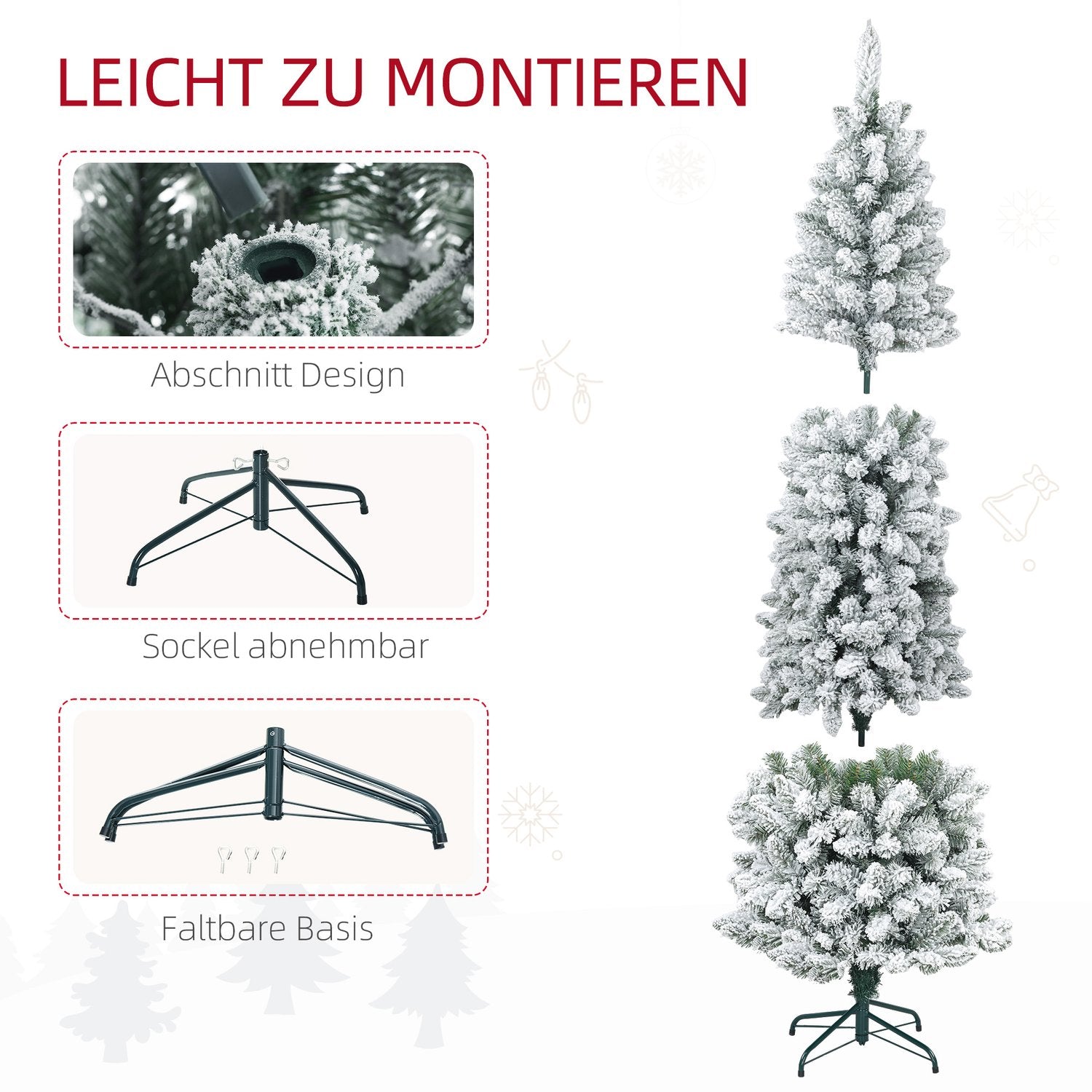 Konstgjord julgran, 210 cm, smal design, snötäckt