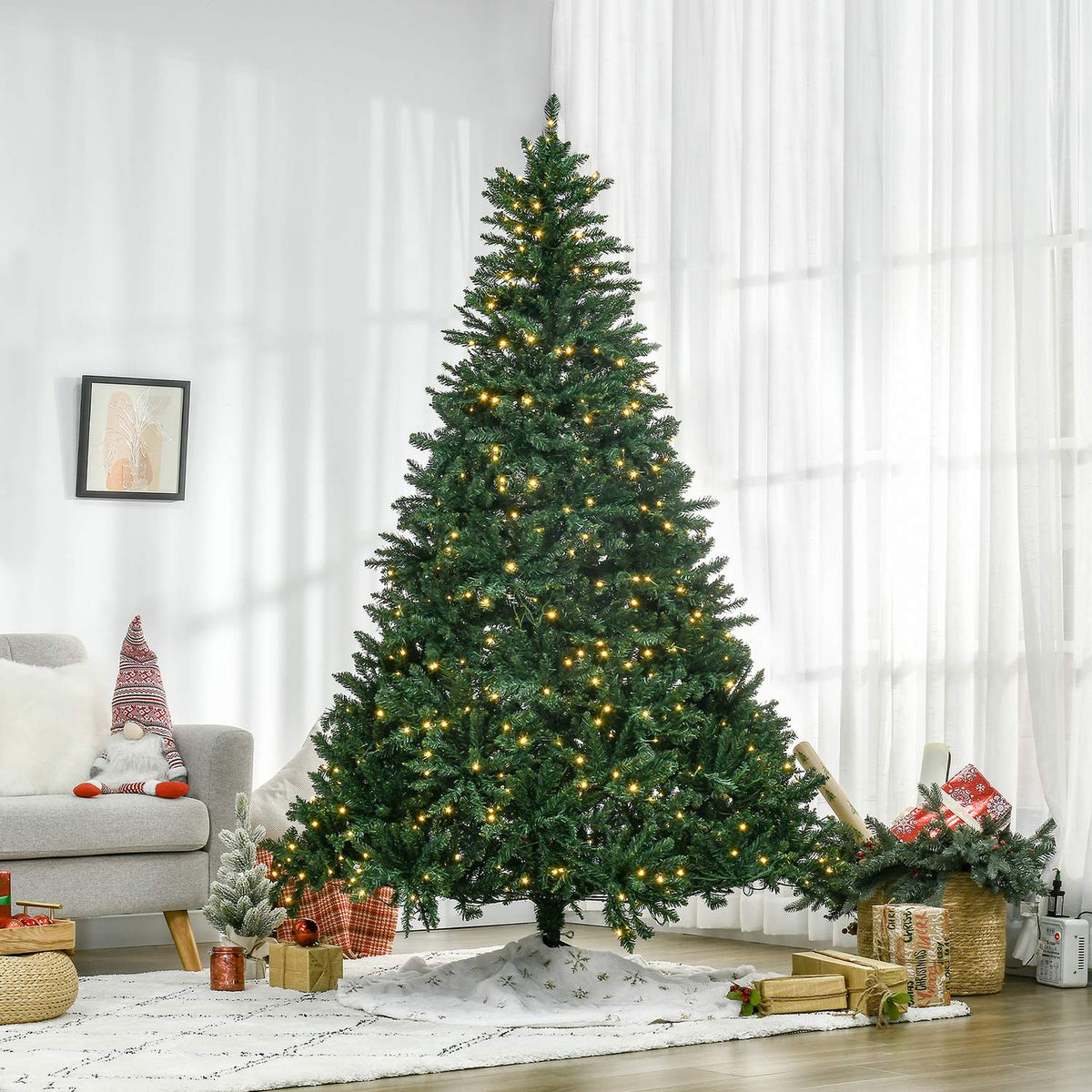 Kunstig juletre med 700 LED-lys, 2,1 m høyt