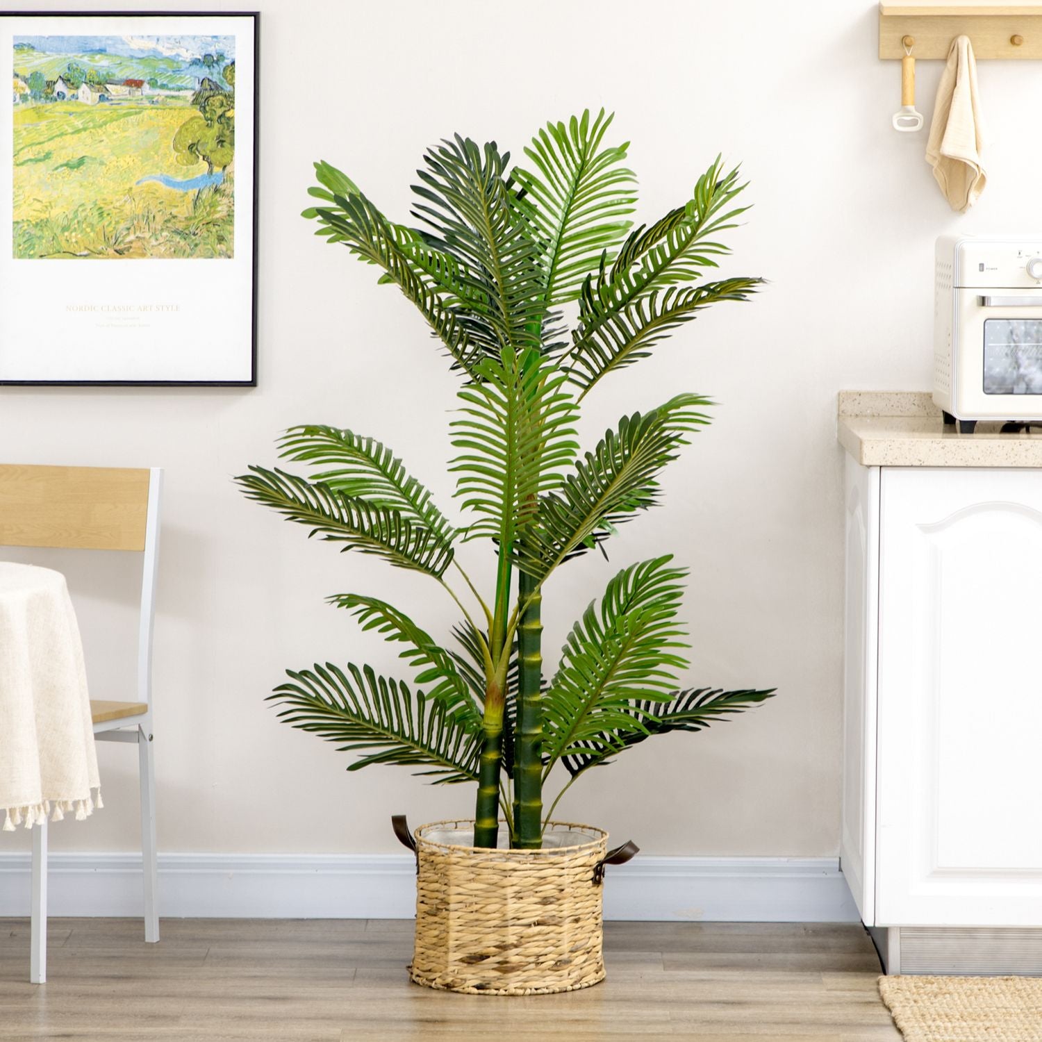 Konstgjord palm inomhus, 150 cm, cementfylld bas