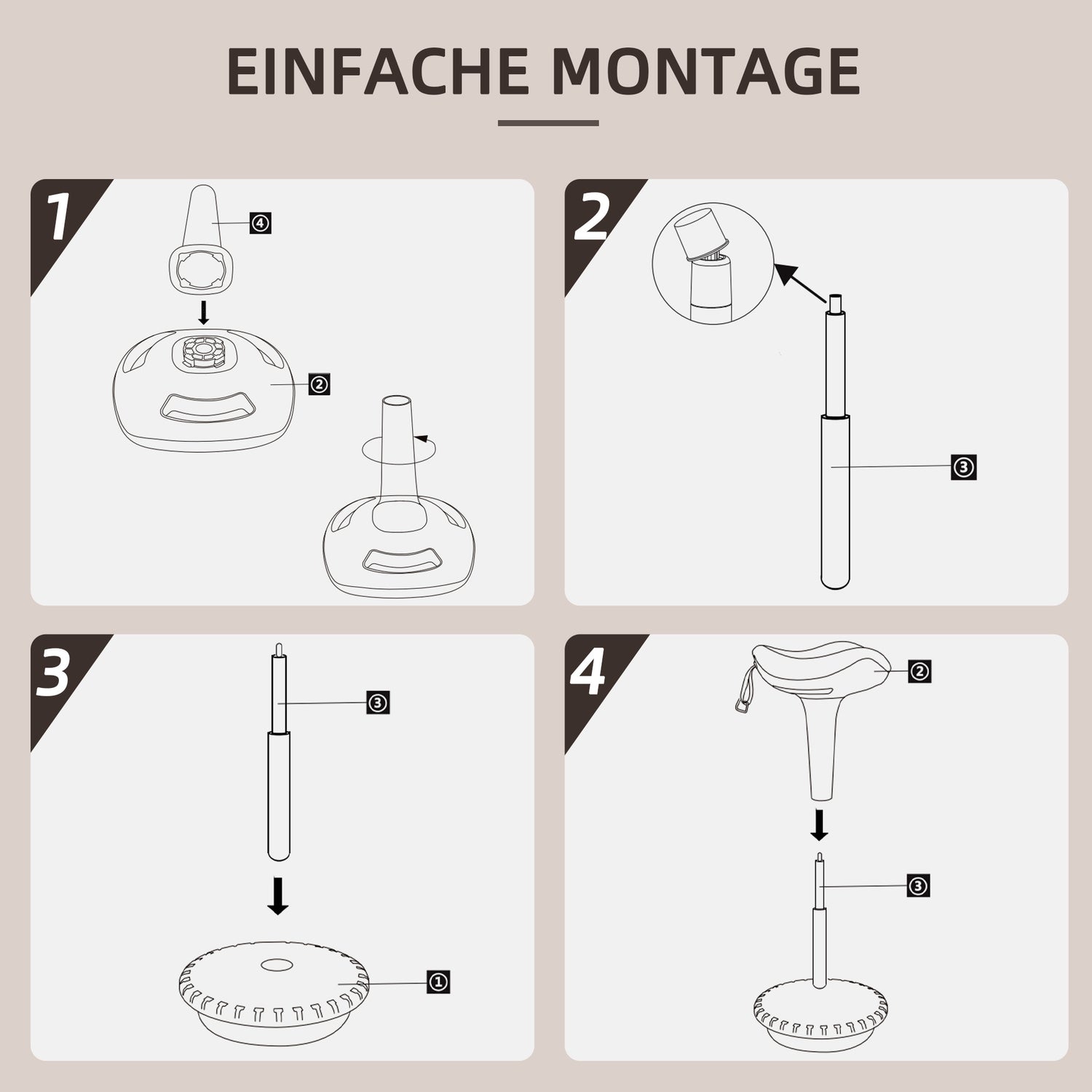 Ergonomisk vridbar kontorspall, justerbar 68,5-83,5 cm, brun