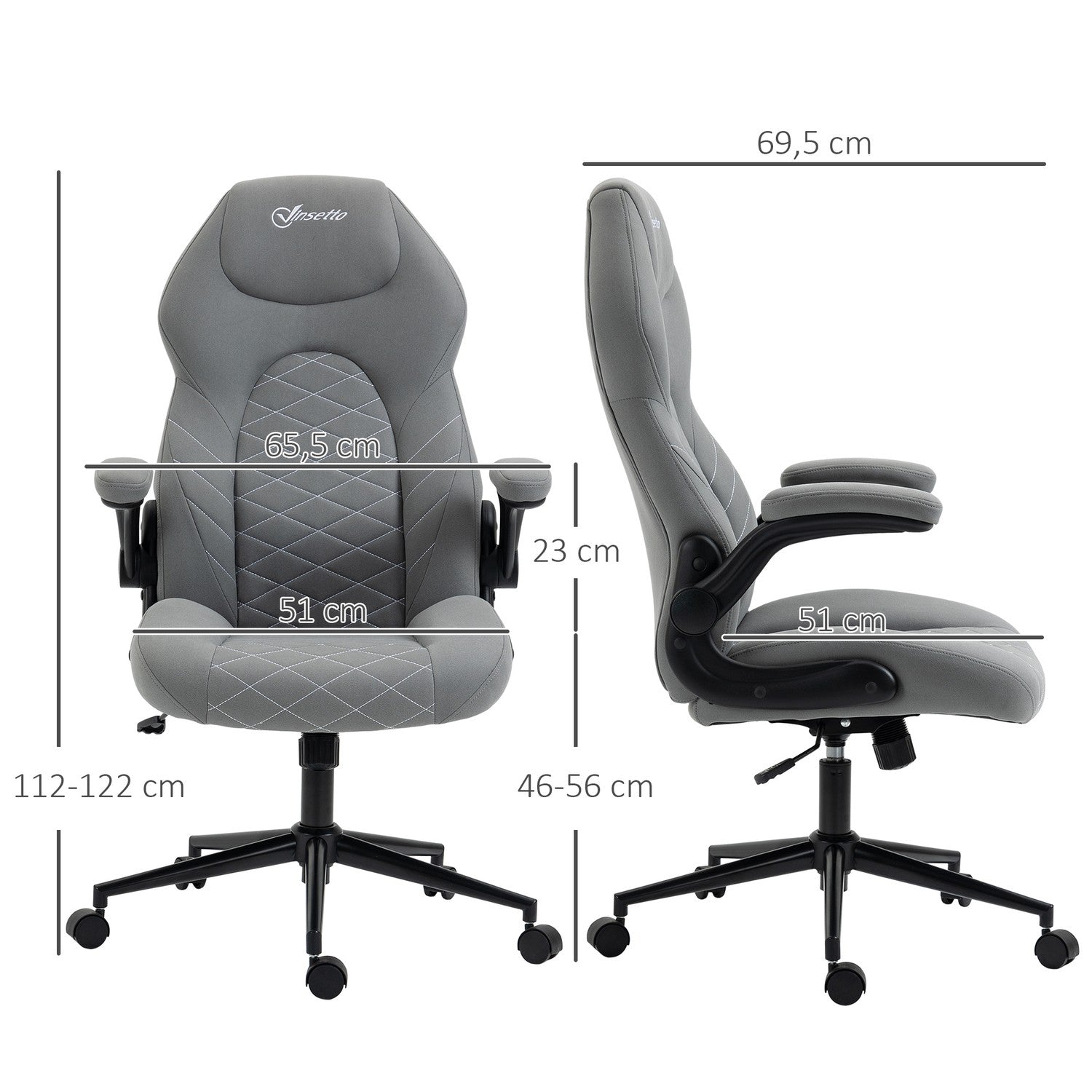 Ergonomisk skrivbordsstol, vridbar med justerbara armstöd