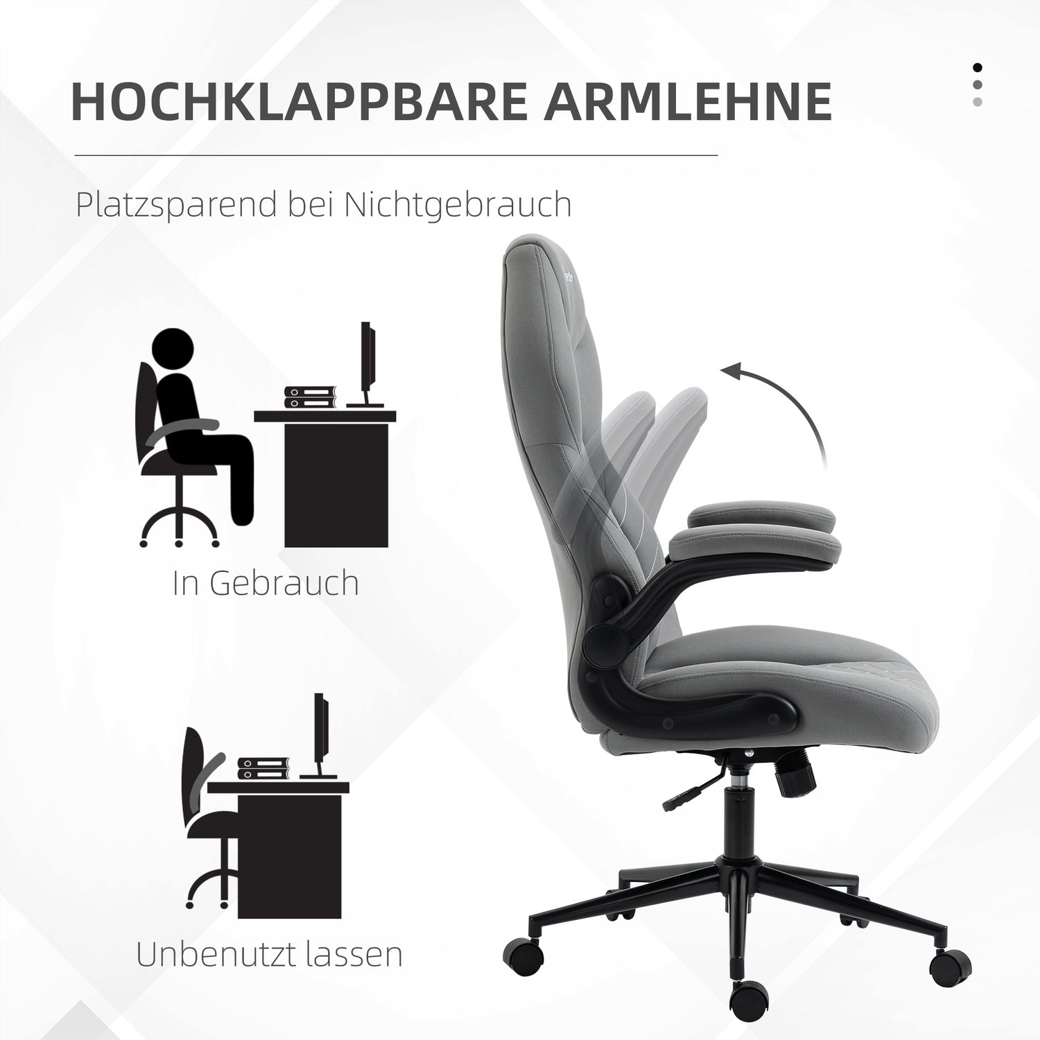 Ergonomisk skrivbordsstol, vridbar med justerbara armstöd