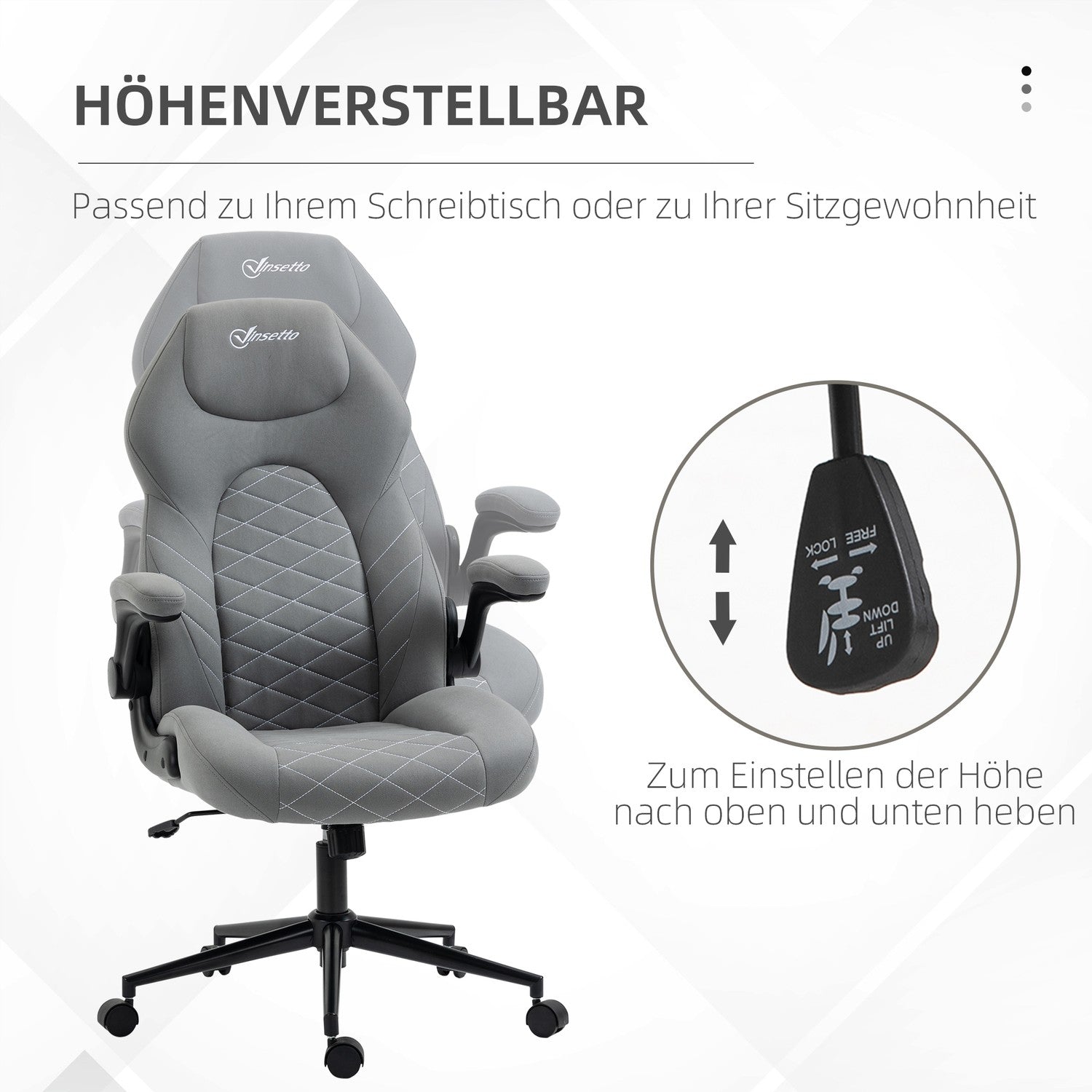Ergonomisk skrivbordsstol, vridbar med justerbara armstöd