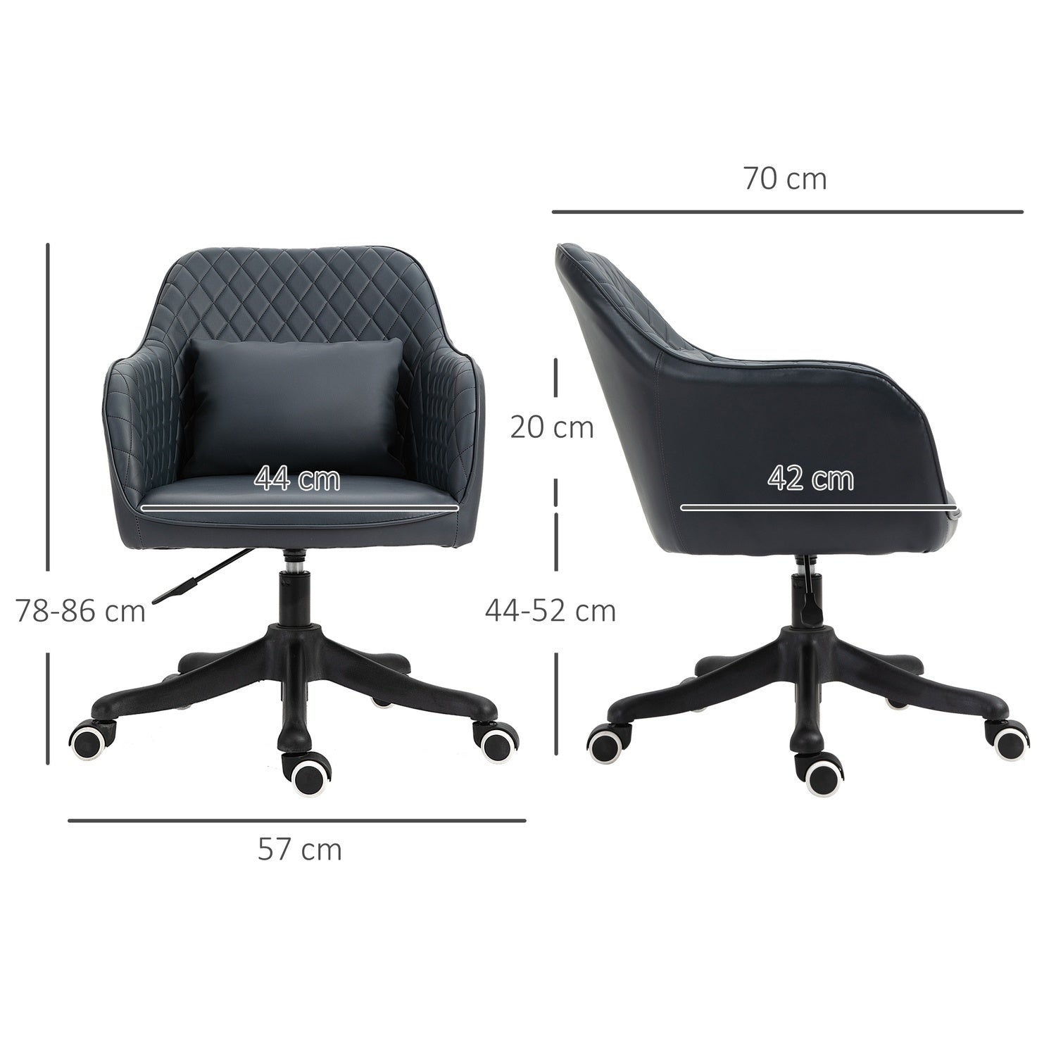 Kontorsstol med massage, vibration, svankstöd, antracit