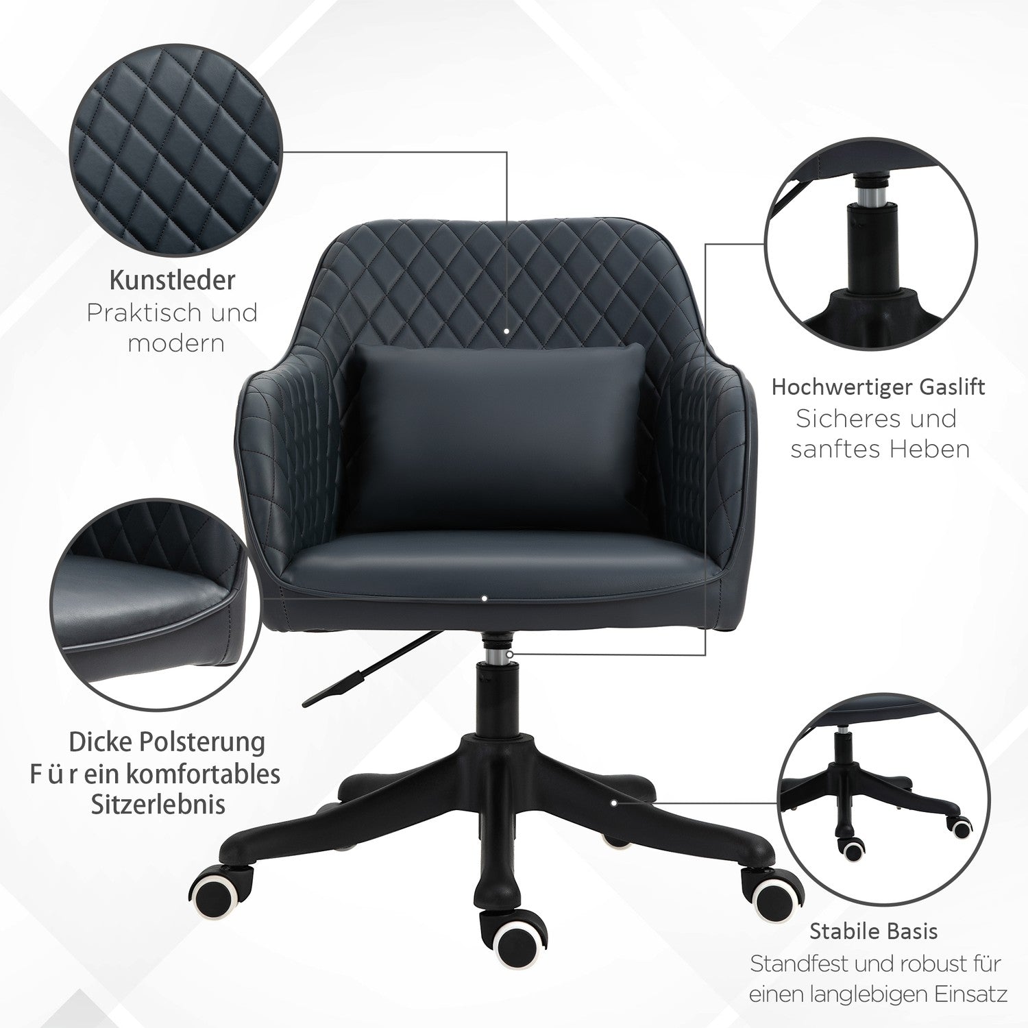 Kontorsstol med massage, vibration, svankstöd, antracit