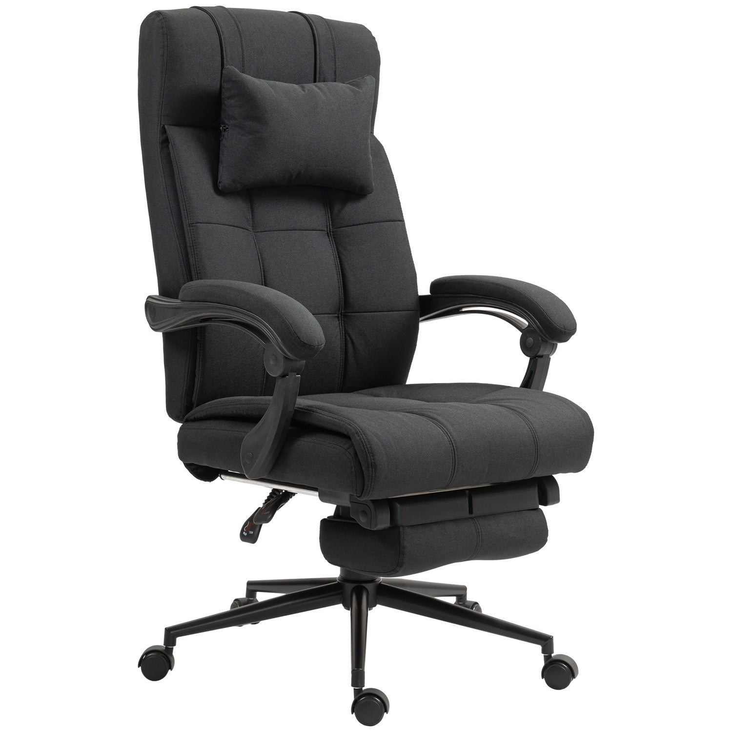 Kontorsstol med fotstöd, ergonomisk snurrstol, svart