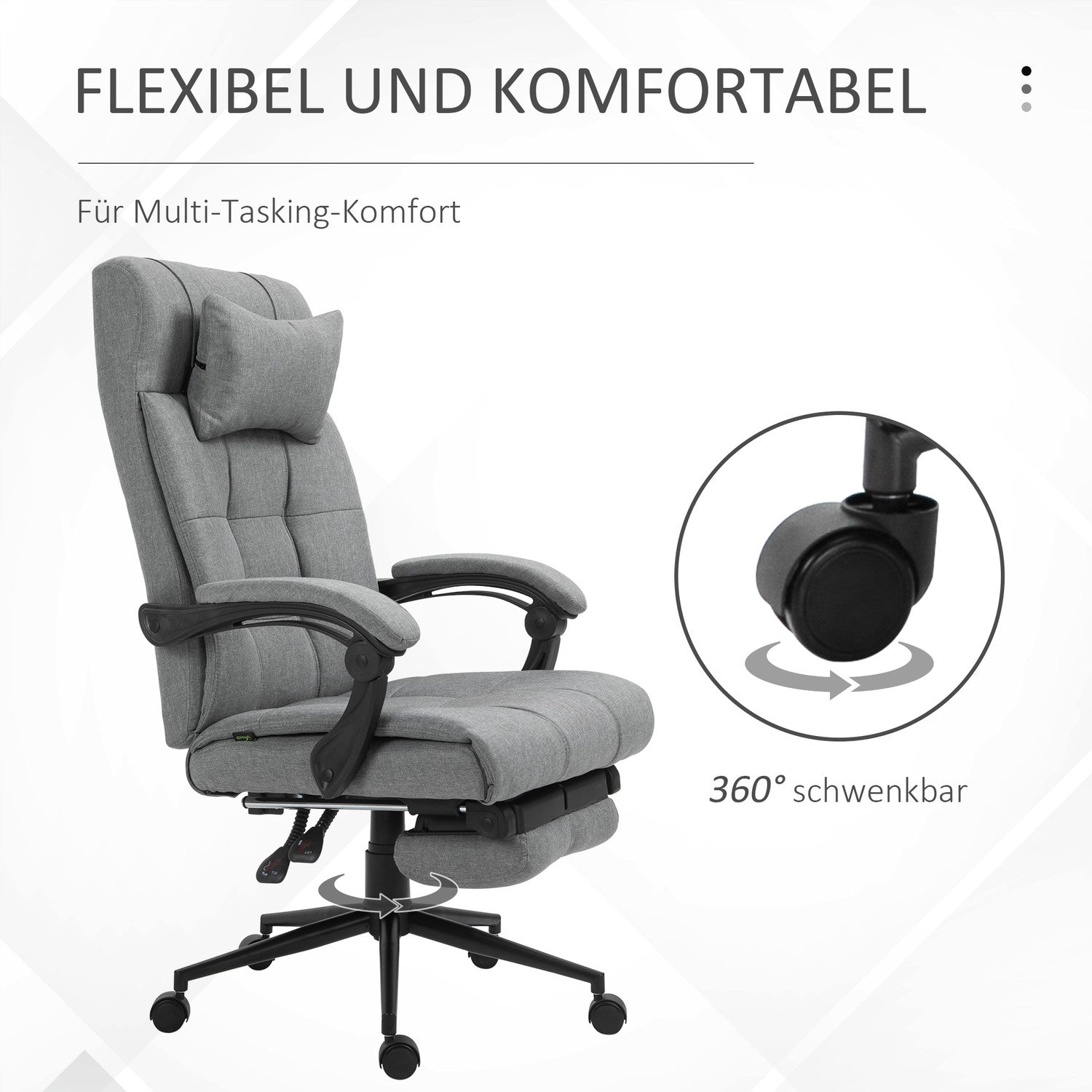 Kontorsstol med kudde armstöd, justerbar och vridbar