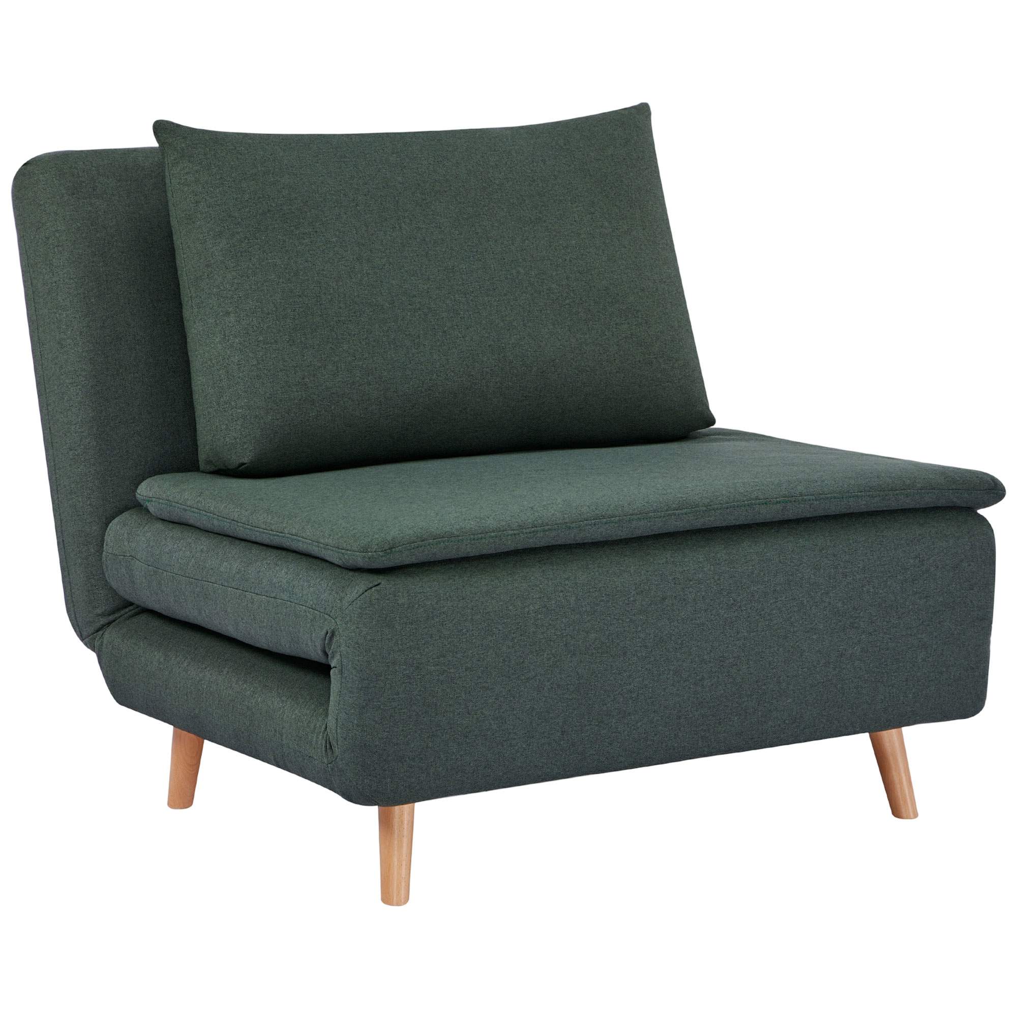 Konvertibel bäddsoffa – justerbart ryggstöd, ben i bokträ, mörkgrön