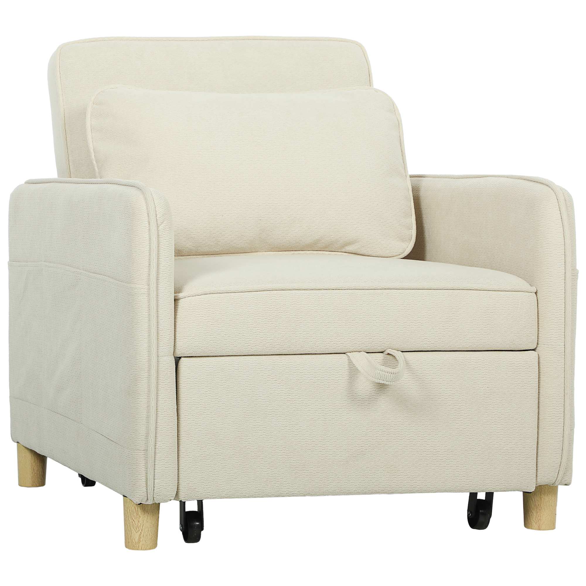 Konvertibel sovfåtölj, skumstoppning, beige tyg