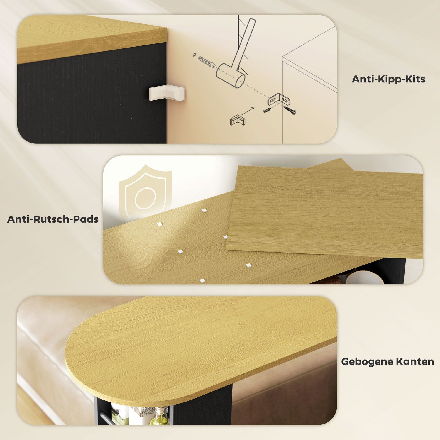Konvertibelt L-format barbord, svart MDF, gott om förvaring