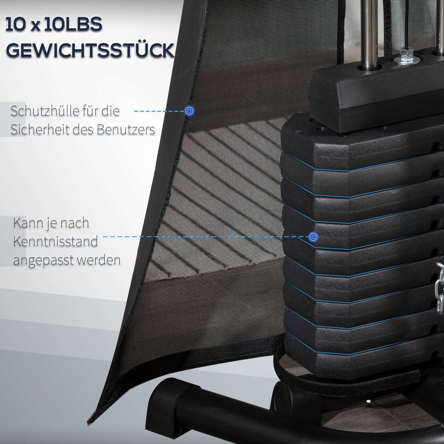 Home Gym Power Station – 45 kg vikter, latdrag, bänk