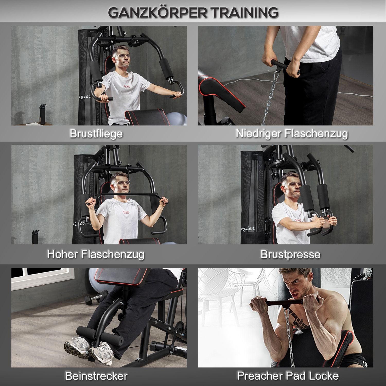 Home Gym Power Station – 45 kg vikter, latdrag, bänk