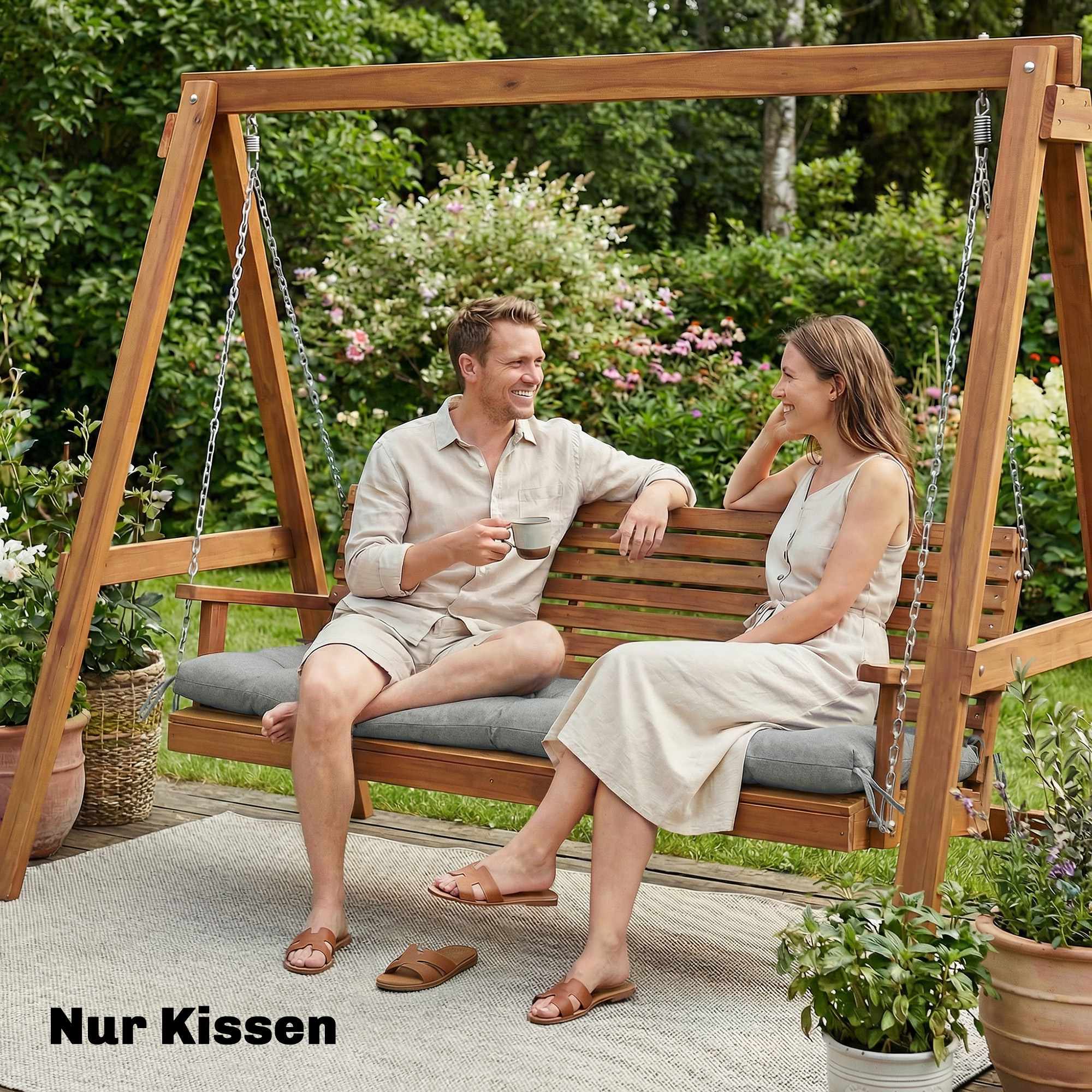 Kudde för utomhuslounge, avtagbar, 198x65x13 cm, ljusgrå