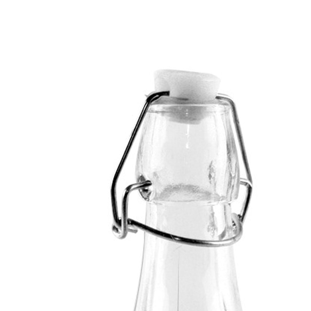 Kvadratisk glasflaska med kork och klämma för drycker